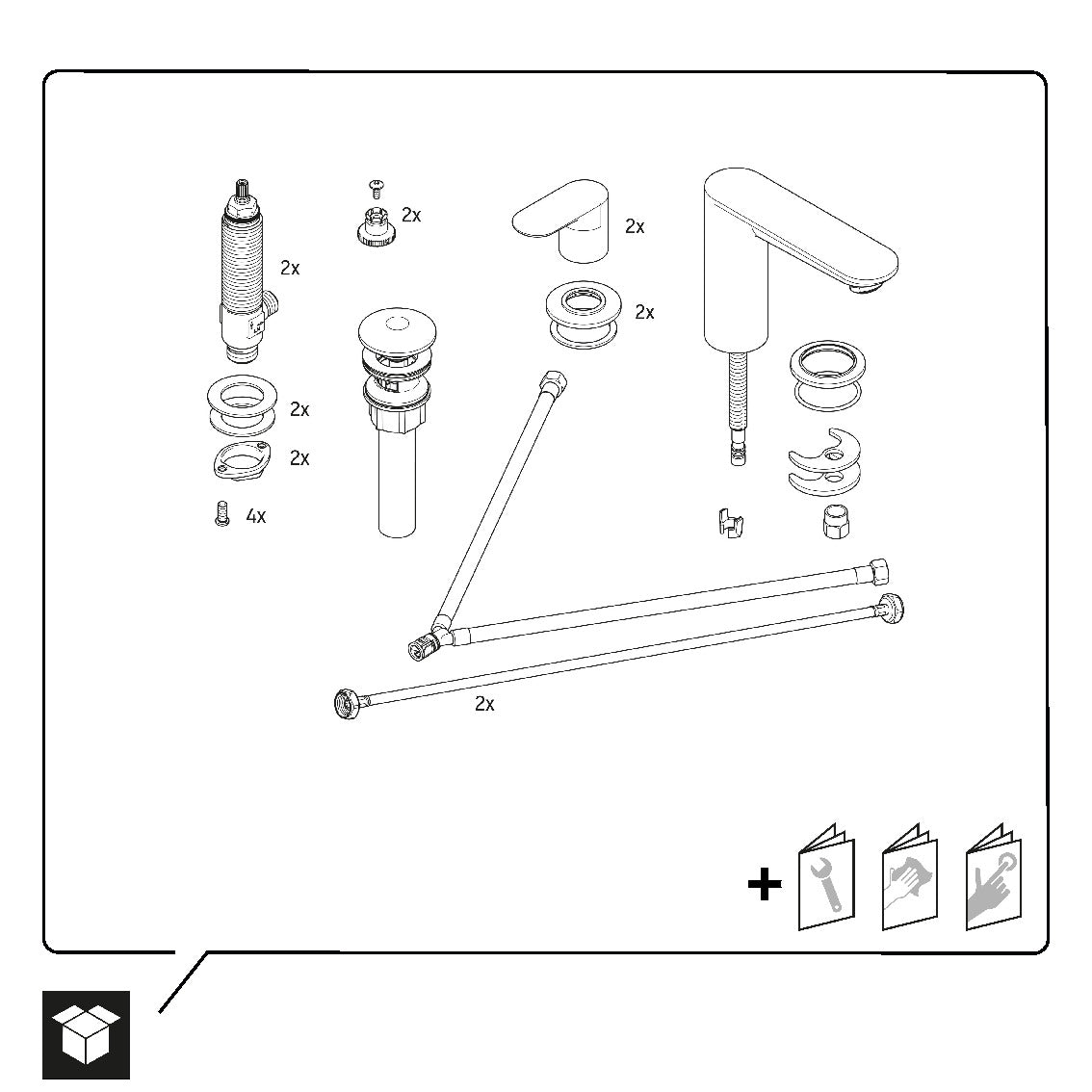 Duravit Wave 3-Loch Waschtischarmatur mit Push-open Ablaufgarnitur - Farbe wählbar