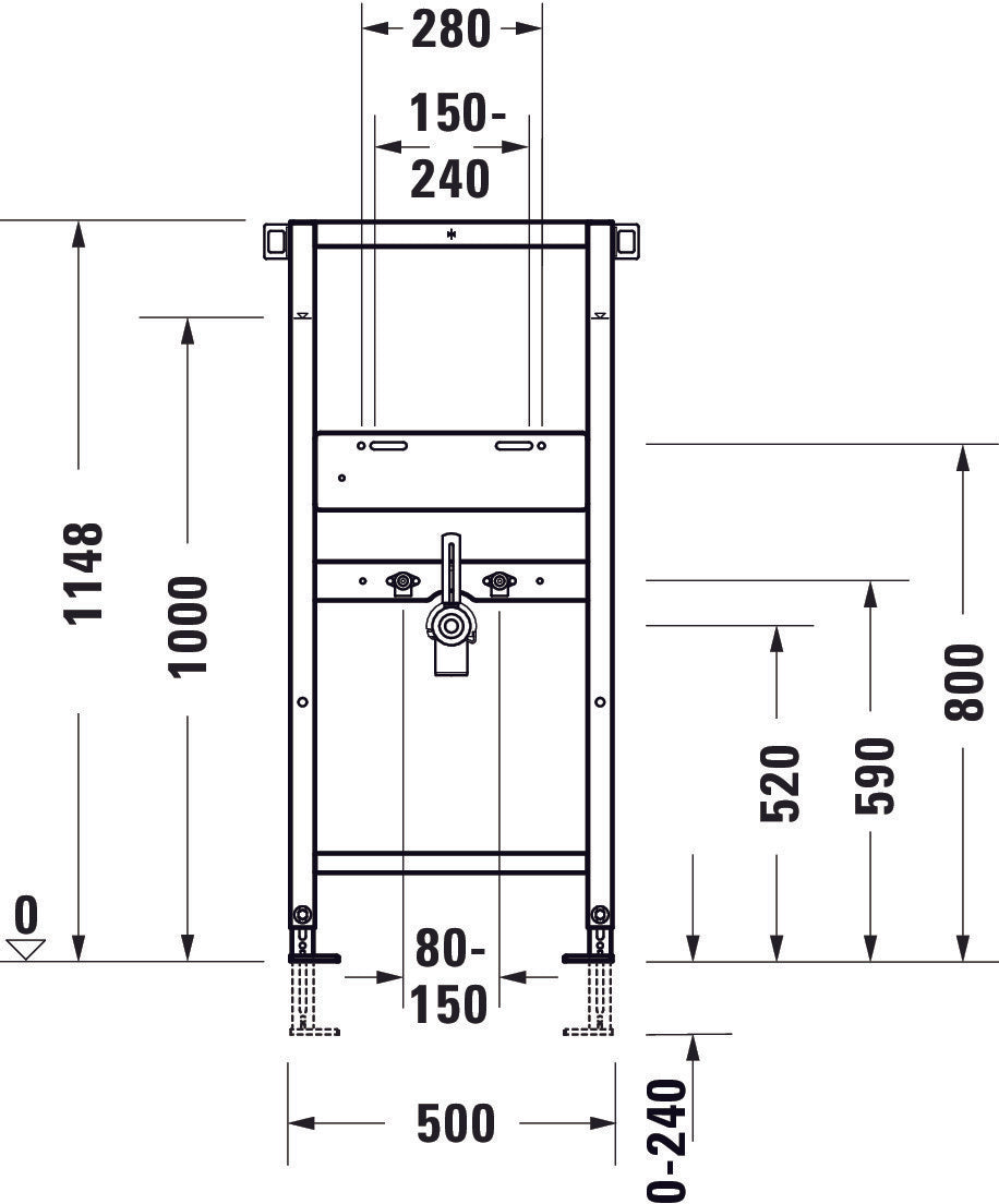 DuraSystem Waschtisch-Element, Standard, 500x170x1148mm