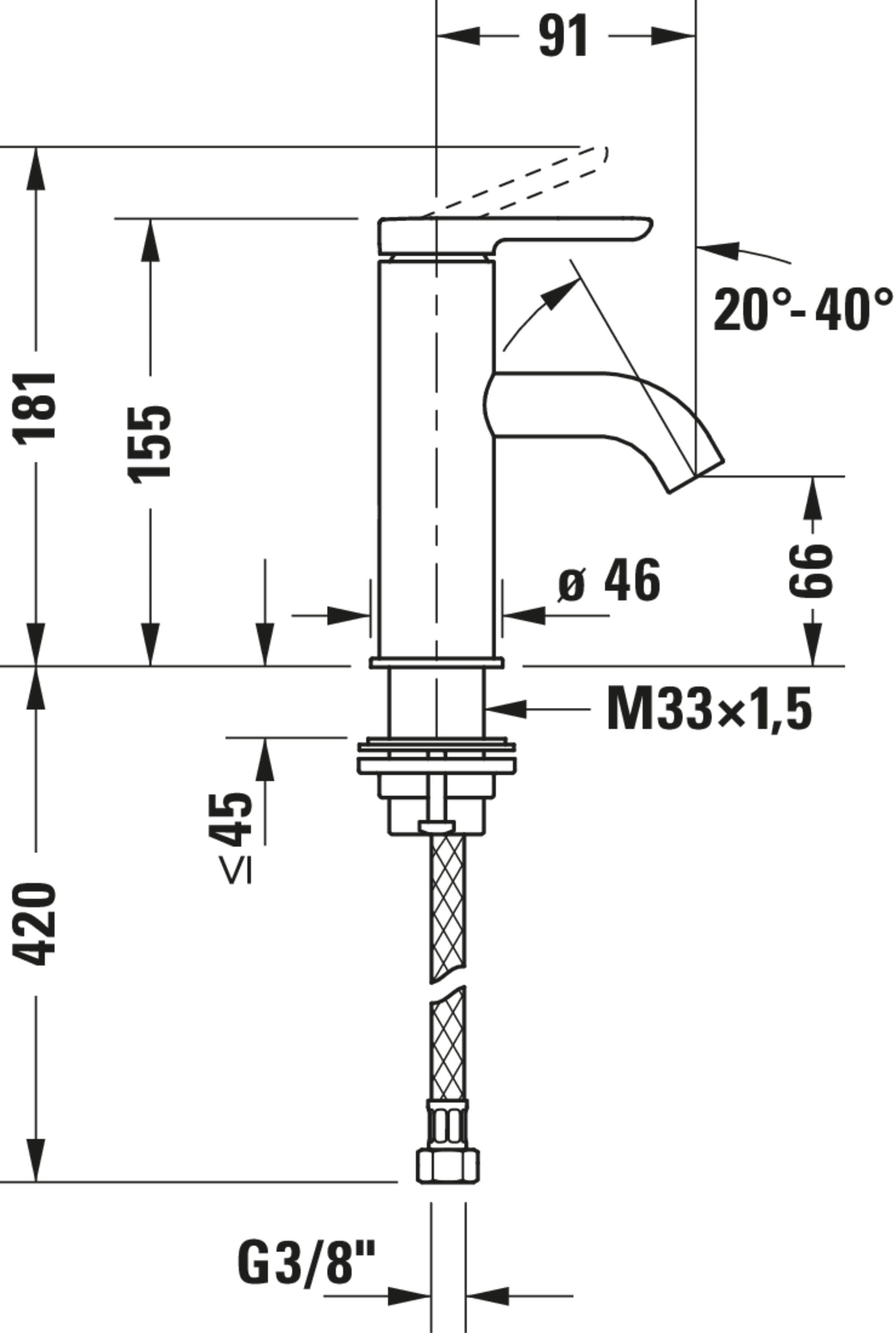 Duravit C.1 eengreeps-wastafelmengkraan S