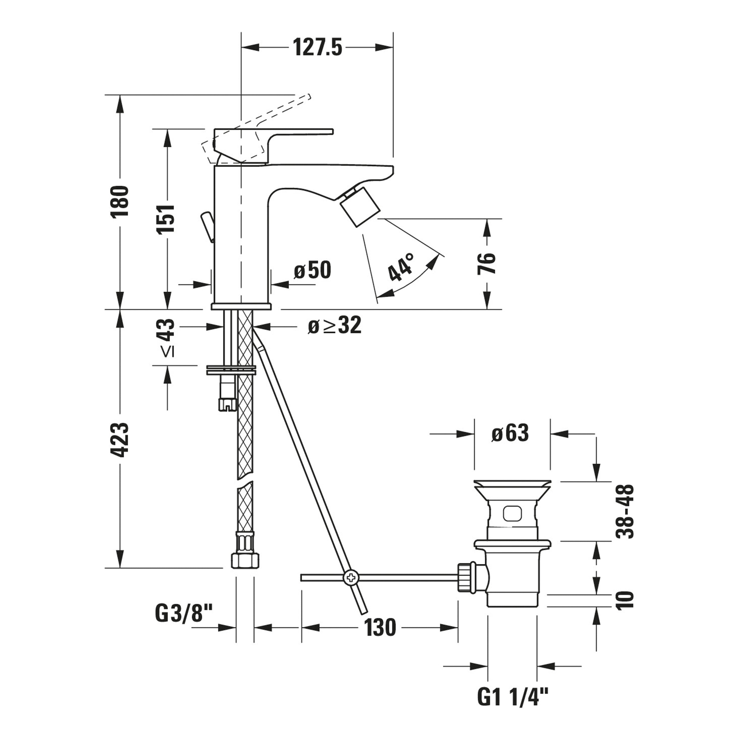 Duravit B.3 mitigeur de bidet, chrome