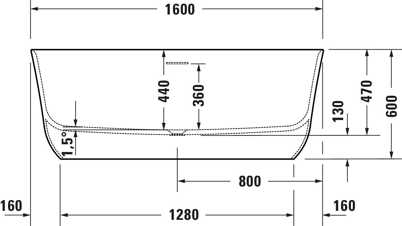 Duravit Soleil freistehende Badewanne aus DuroCast Plus (Mineralguss),  160x80 cm, Weiß Matt