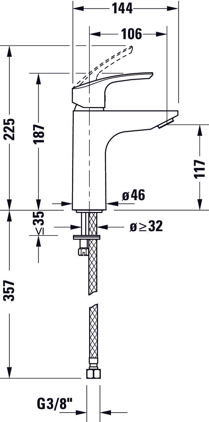 Duravit DuraVelez basin mixer, with energy-saving FreshStart function, 18.7 cm (size M), chrome