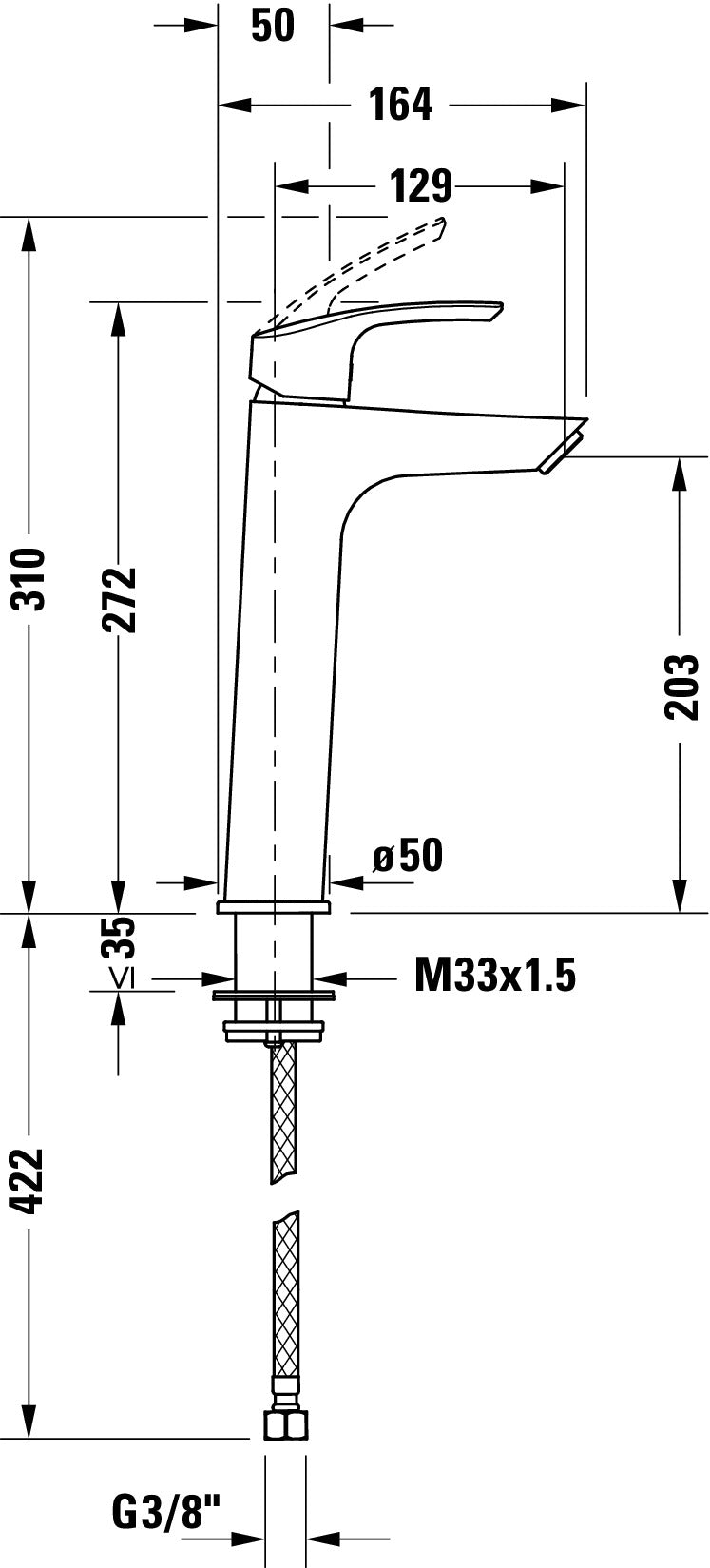 Duravit DuraVelez Waschtischarmatur, 27,2 cm (Größe L), Chrom