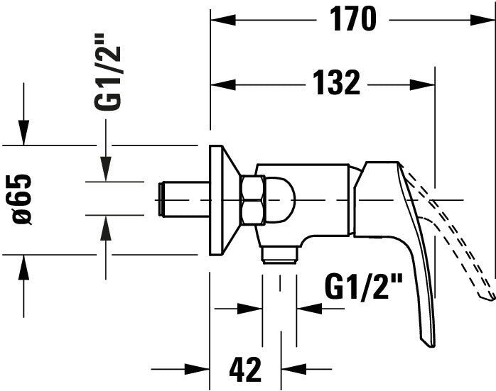 Duravit DuraVelez douchemengkraan, opbouw, 1 verbruiker, chroom