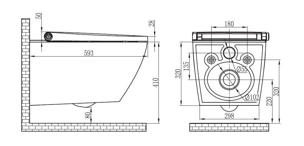 Douche-wc compleetset PRO+1104 met Geberit Duofix voorwand-element