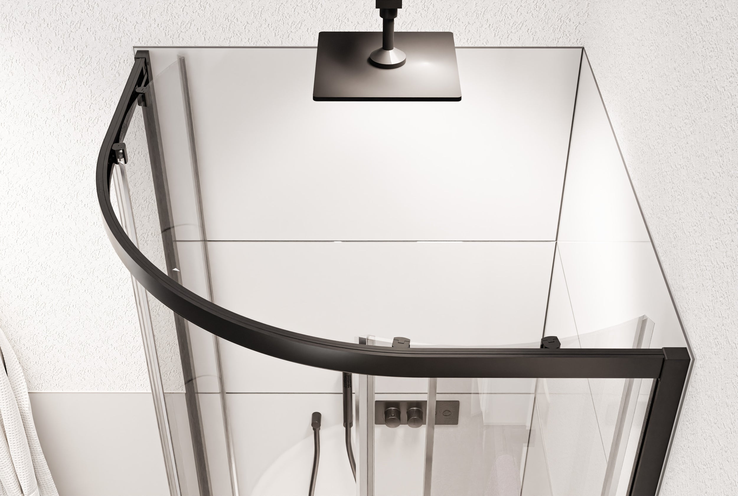 Kwartronde douchewand met schuifdeur NT509 - 6 mm nano helder glas - profielkleur & grootte instelbaar 