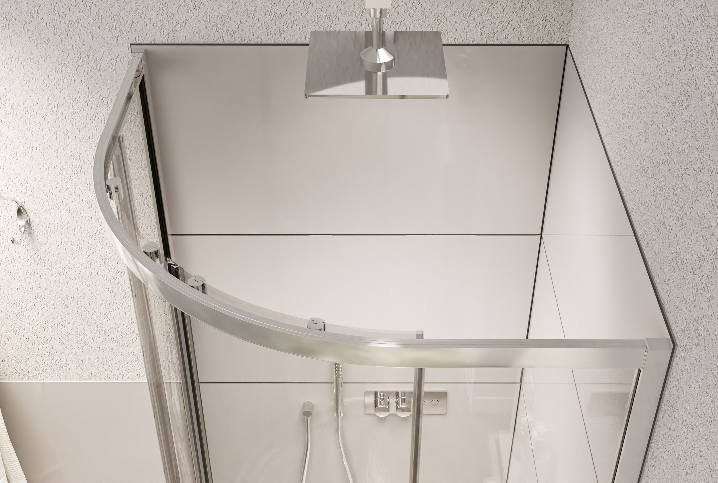 Kwartronde douchewand met schuifdeur NT509 - 6 mm nano helder glas - profielkleur & grootte instelbaar 