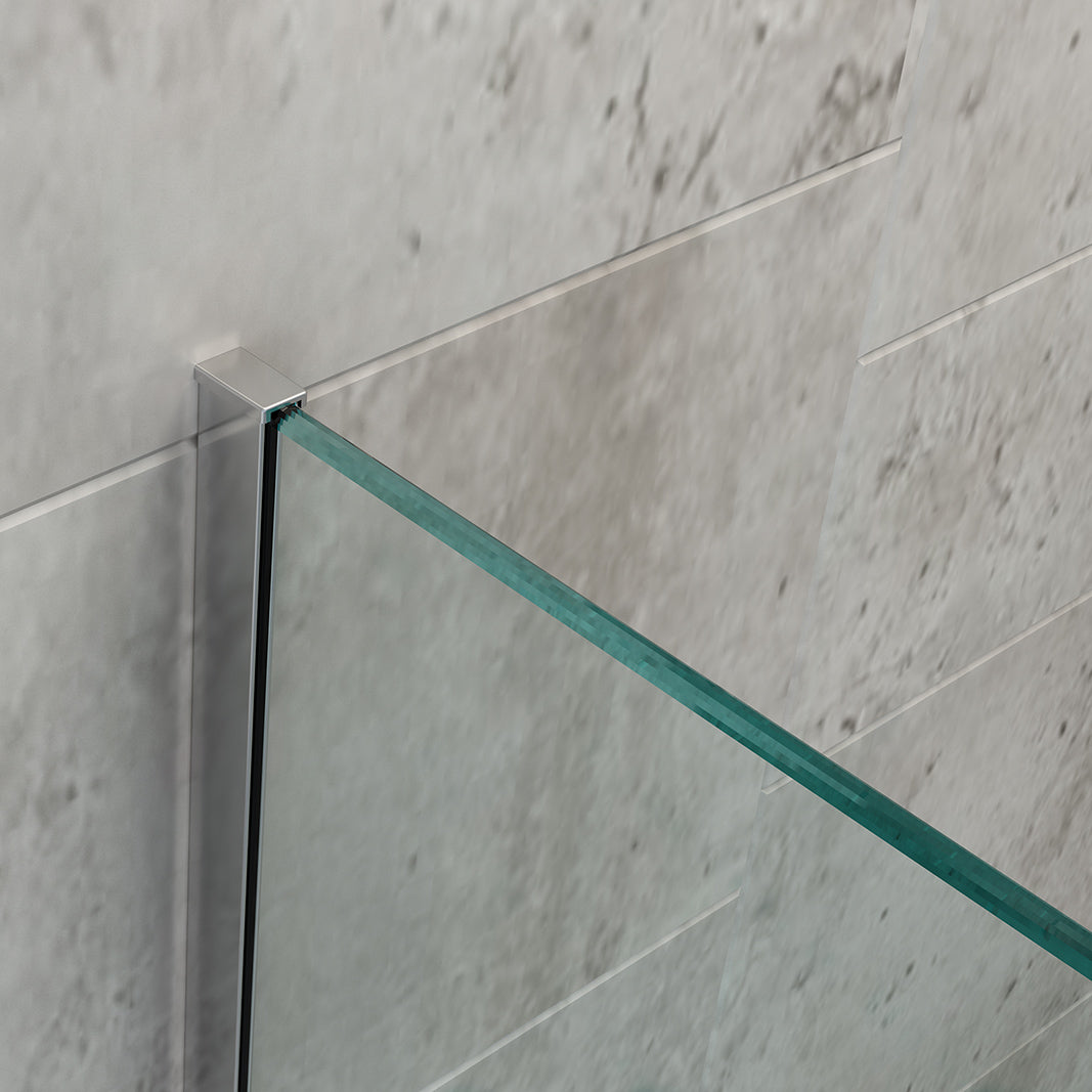 Duschabtrennung Walk-In Dusche EX101 8mm Nano Echtglas - Milchglas-Streifen - Breite wählbar