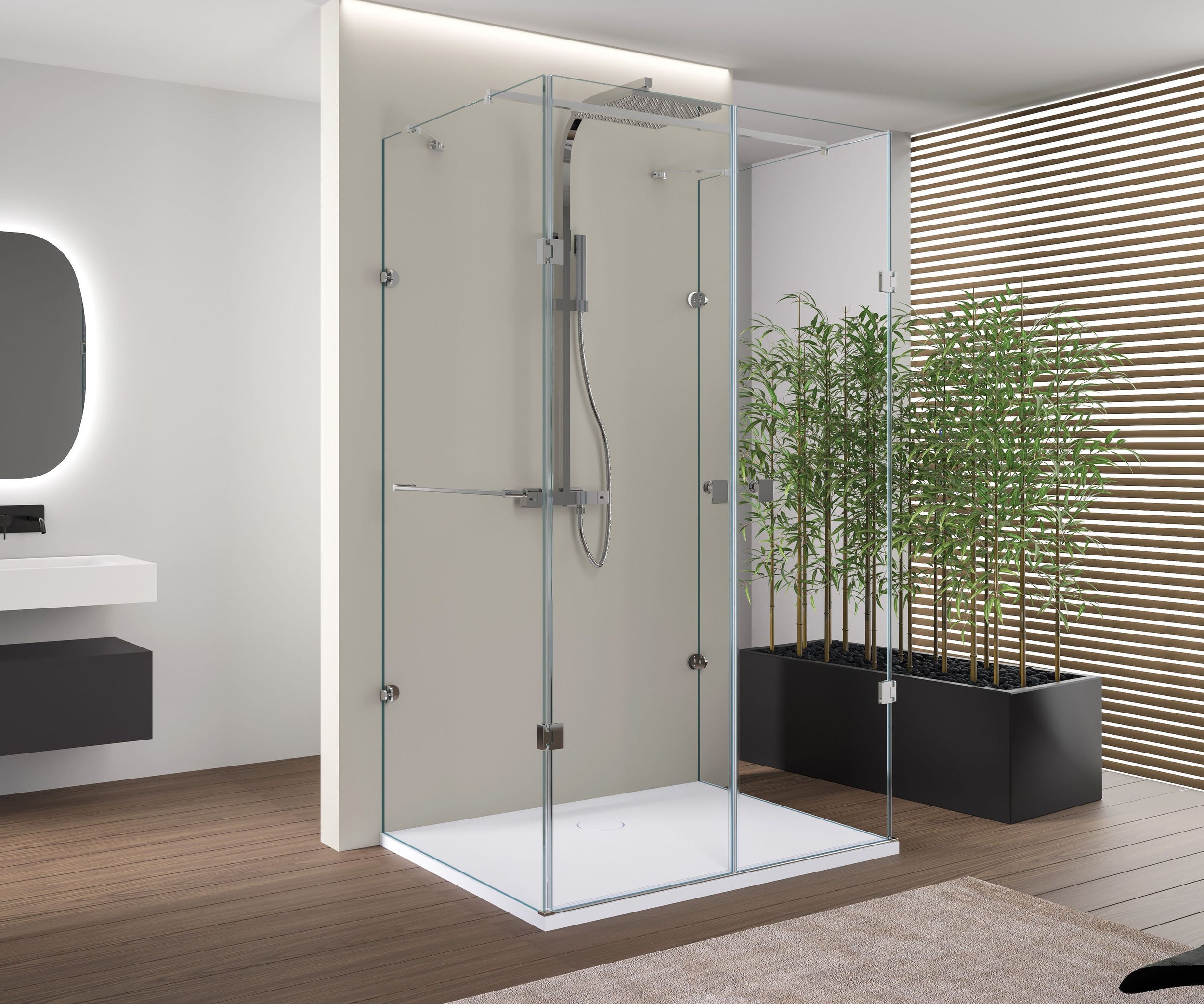 Shower enclosure U-shape EX412  - 120 x 80 x 195cm + with shower tray