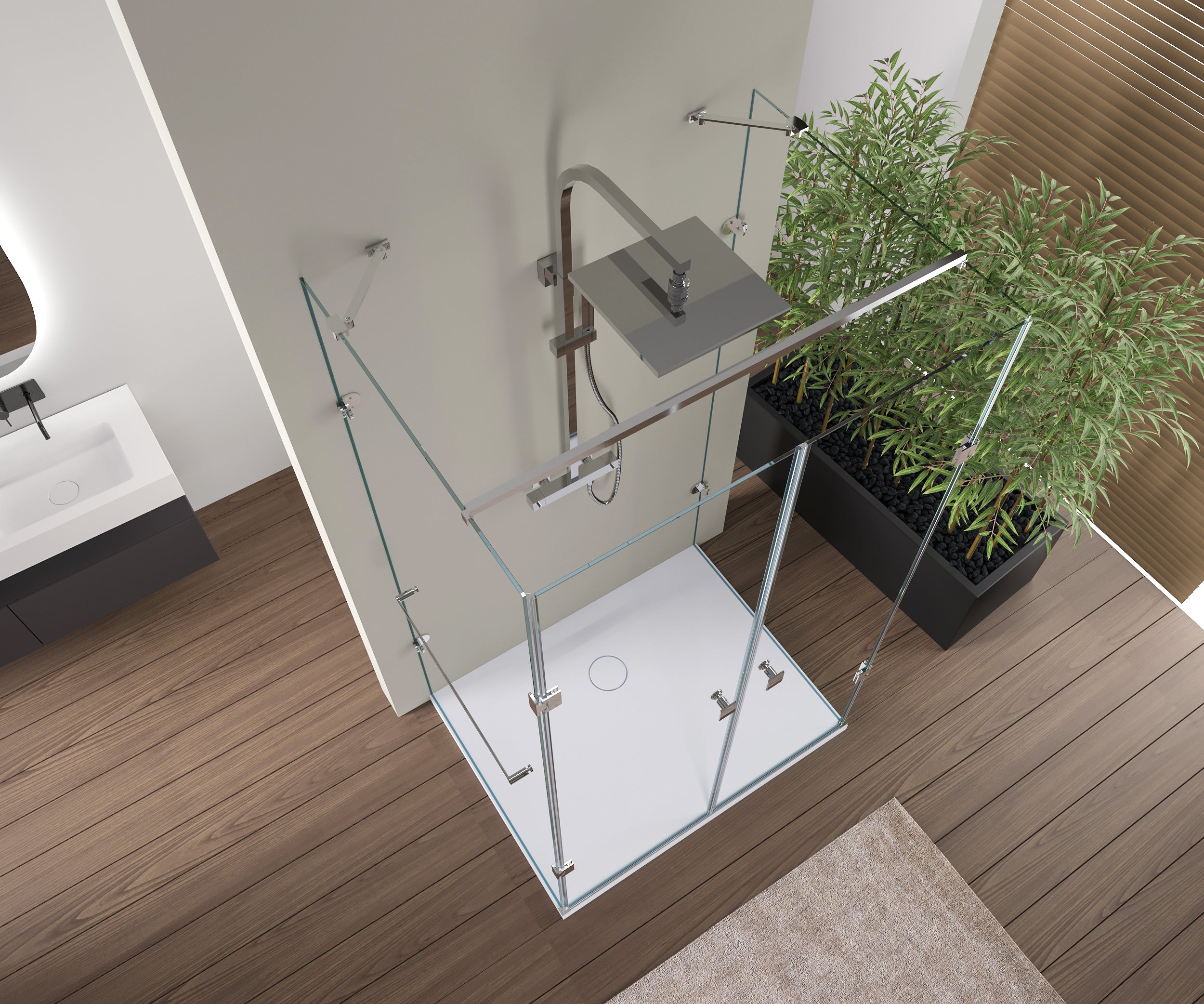 Shower enclosure U-shape EX412 - safety NANO glass - 80 x 80 x 195cm 