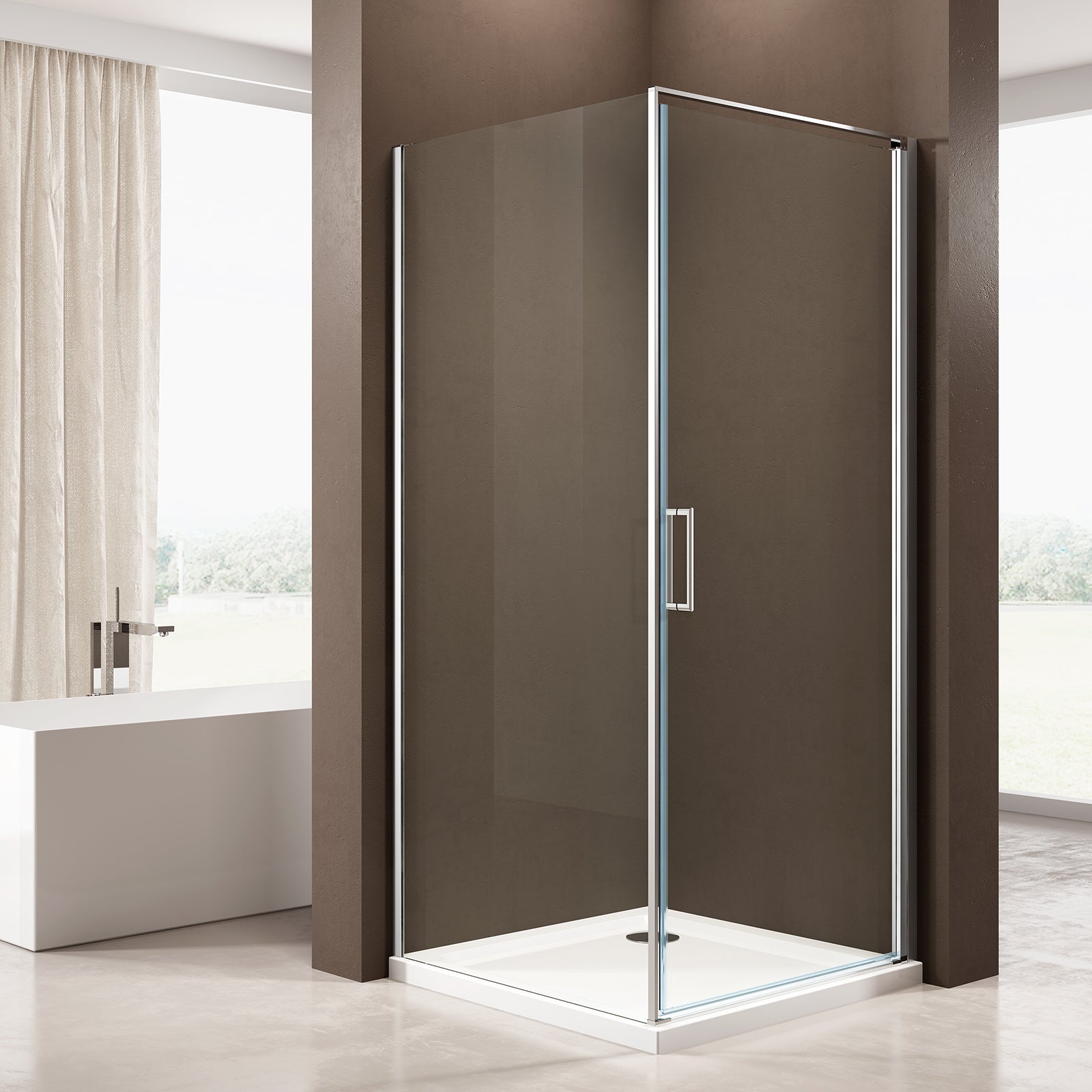 Paroi de douche d'angle en verre véritable NANO de 6mm  EX416S - 80 x 80 x 195 cm