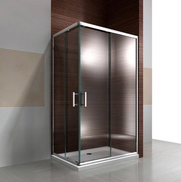 Cabine de douche d´angle, porte coulissante, en verre NANO EX506 - 120 x 90 x 195 cm