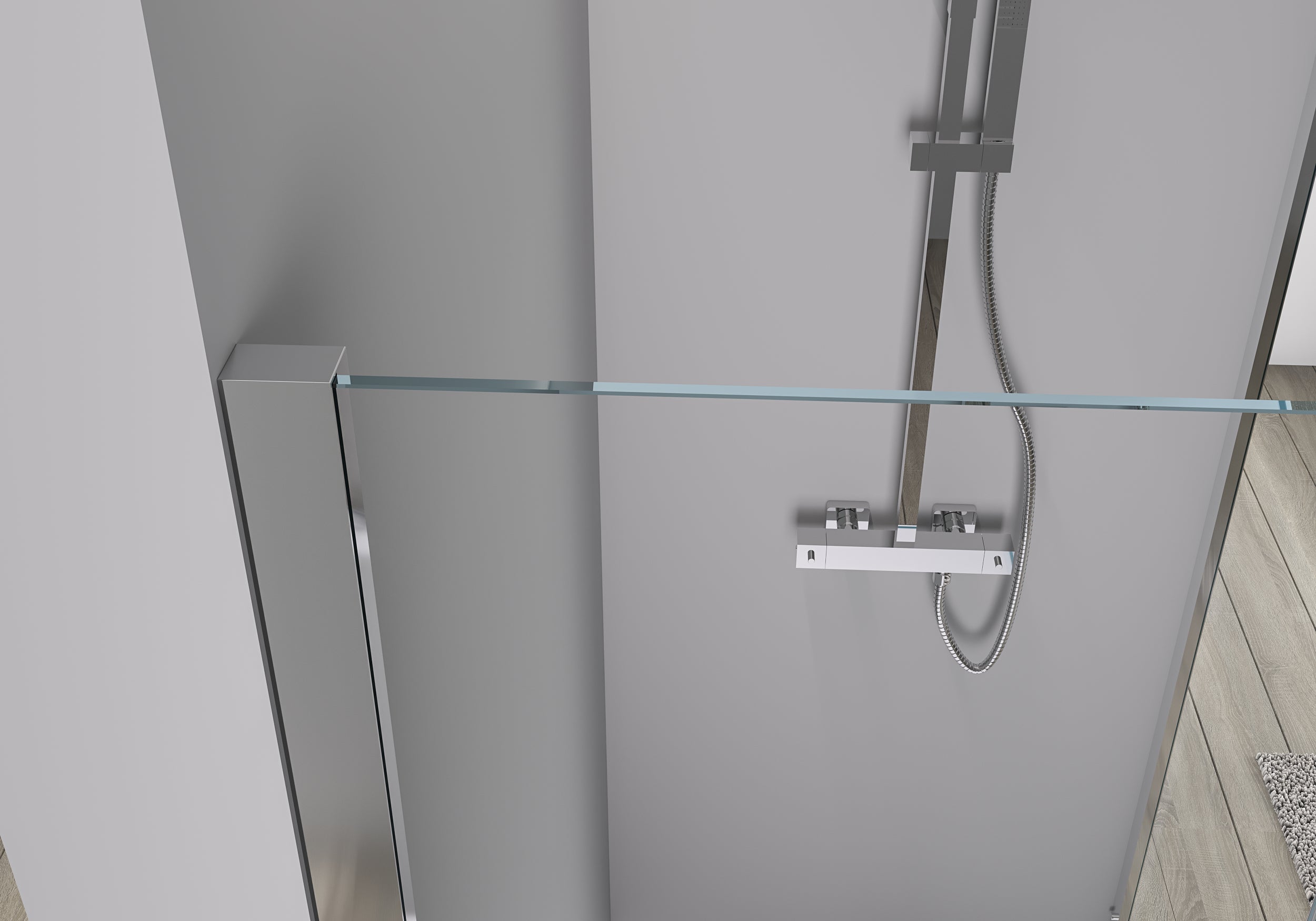 Paroi de douche fixe et porte coulissante EX806 - en verre de sécurité NANO - 90 x 120 x 195 cm