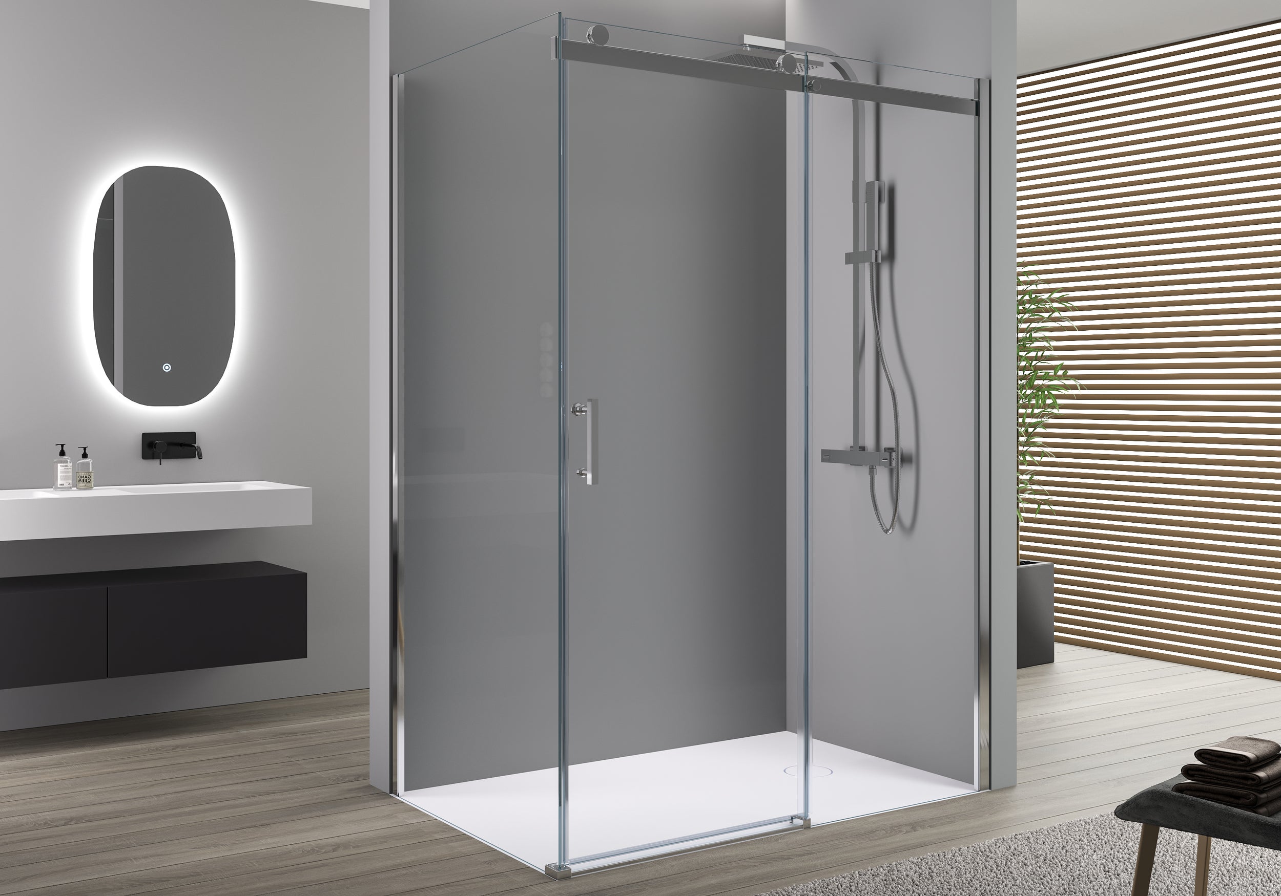 Shower cubicle NANO real glass sliding door EX806 - 90x120x195cm