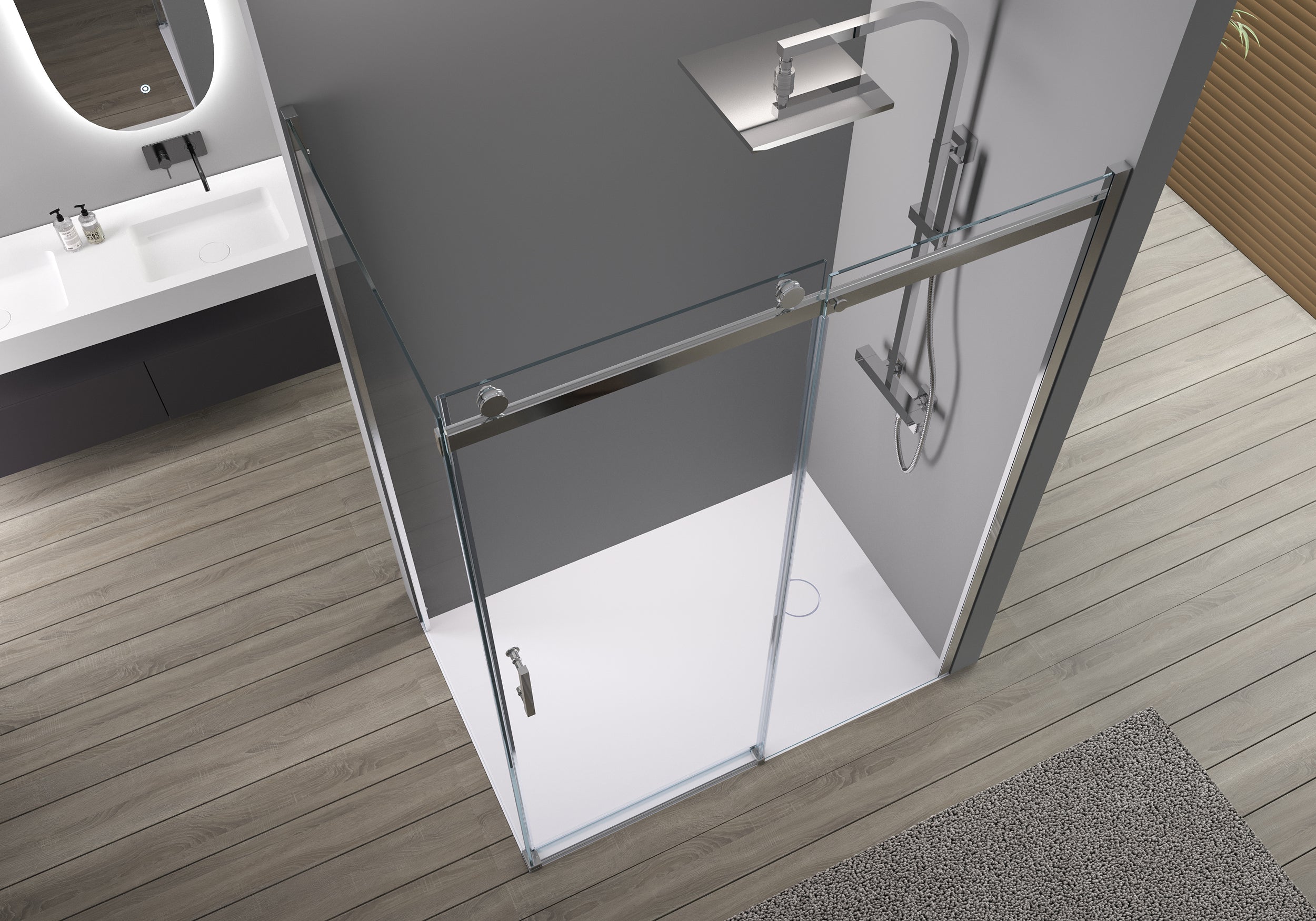 Shower cubicle NANO real glass sliding door EX806 - 90x120x195cm