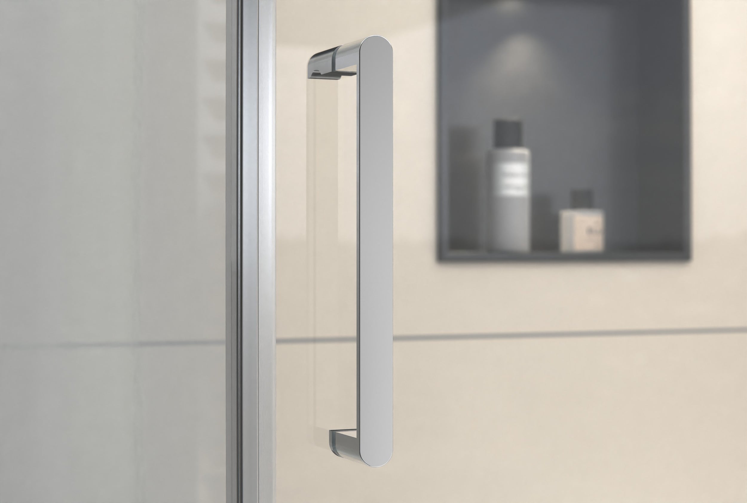 Niche shower with revolving door on fixed panel NT403 - 8 mm nano clear glass - door hinge LEFT - width selectable