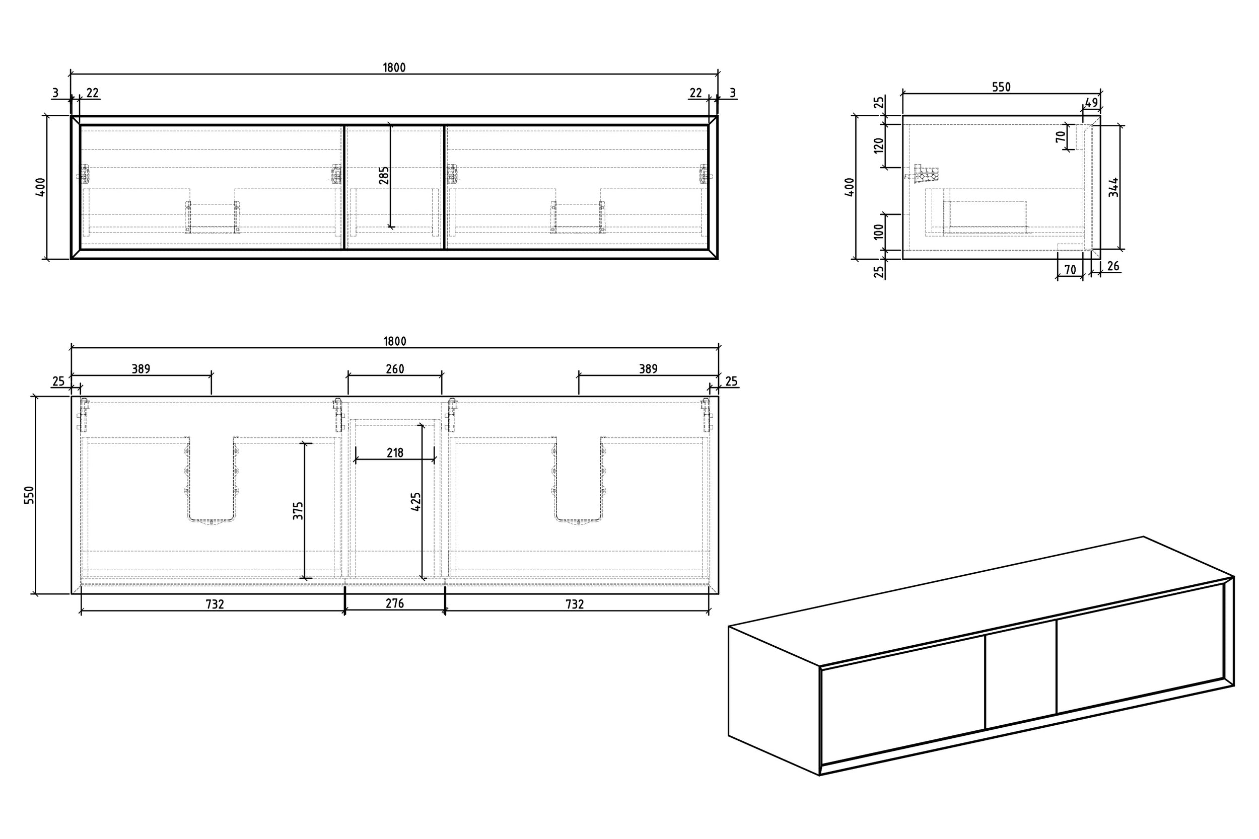 Bathroom furniture Fiona Multy 180 cm