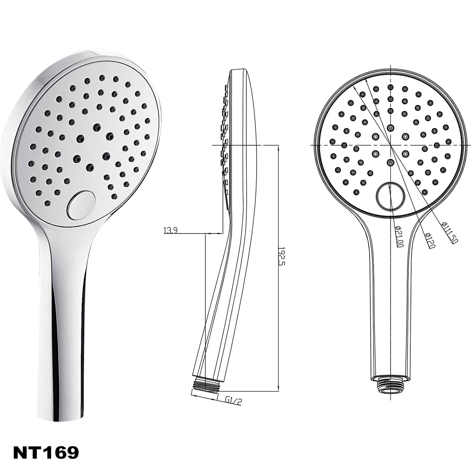 Set de douche barre de douche NT127B avec coude de raccordement intégré