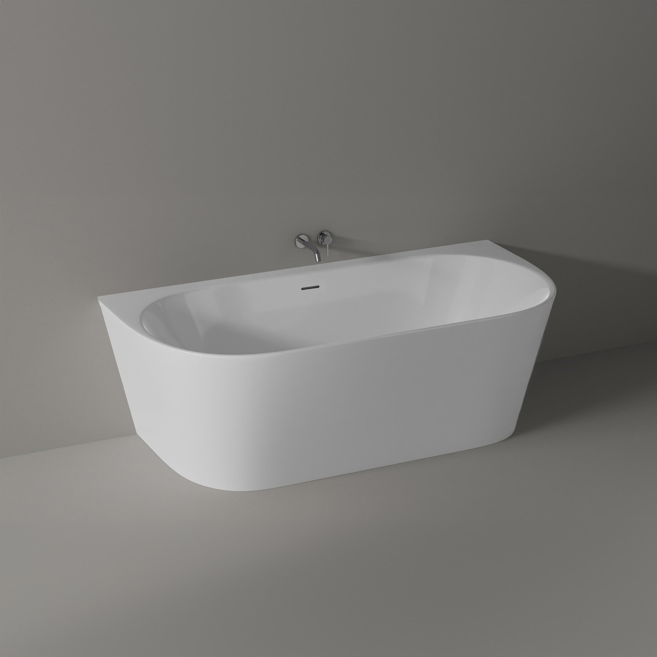 NORA Acrylic White Semi-Free-Standing Space-Saving Bath