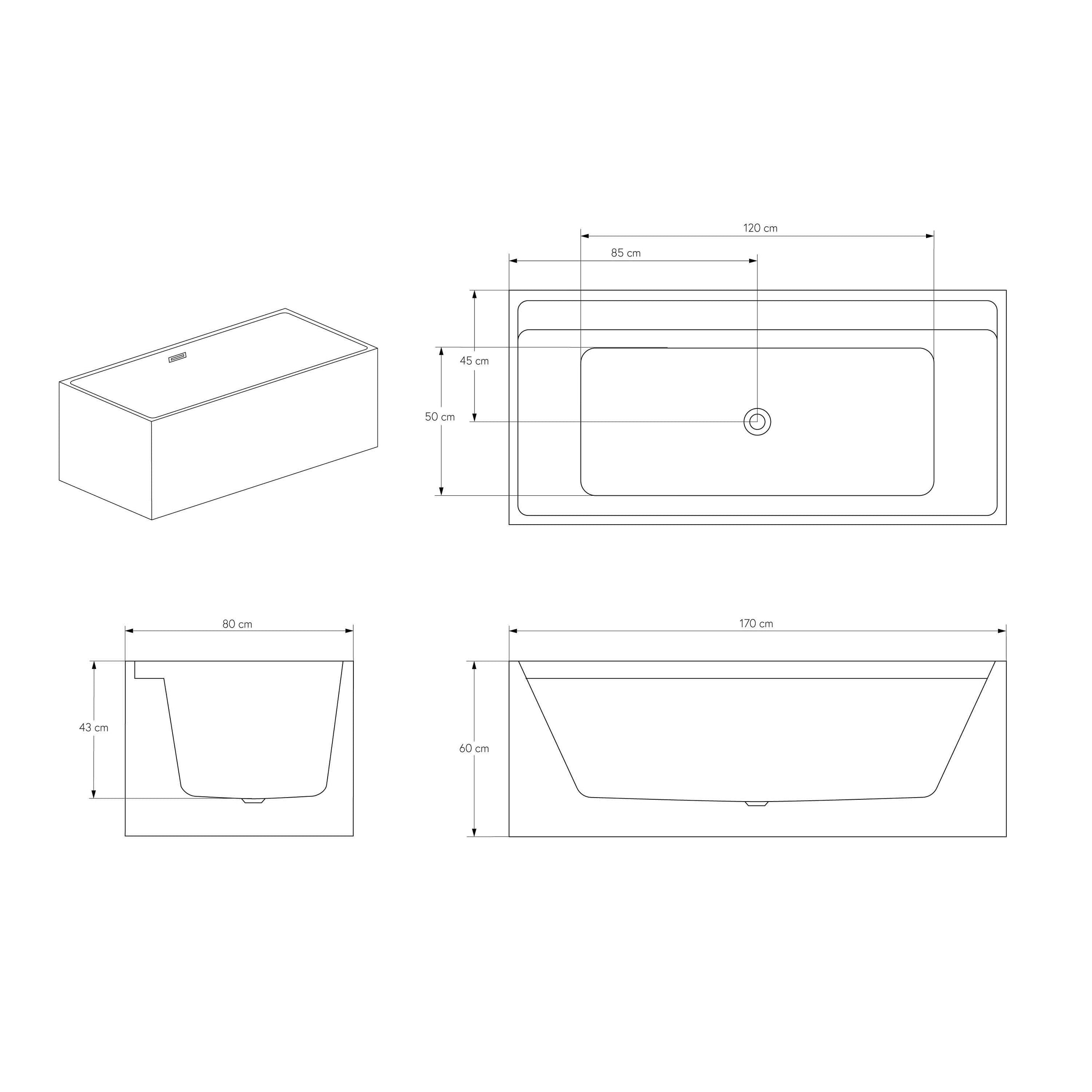 Freistehende Badewanne VERONA Acryl