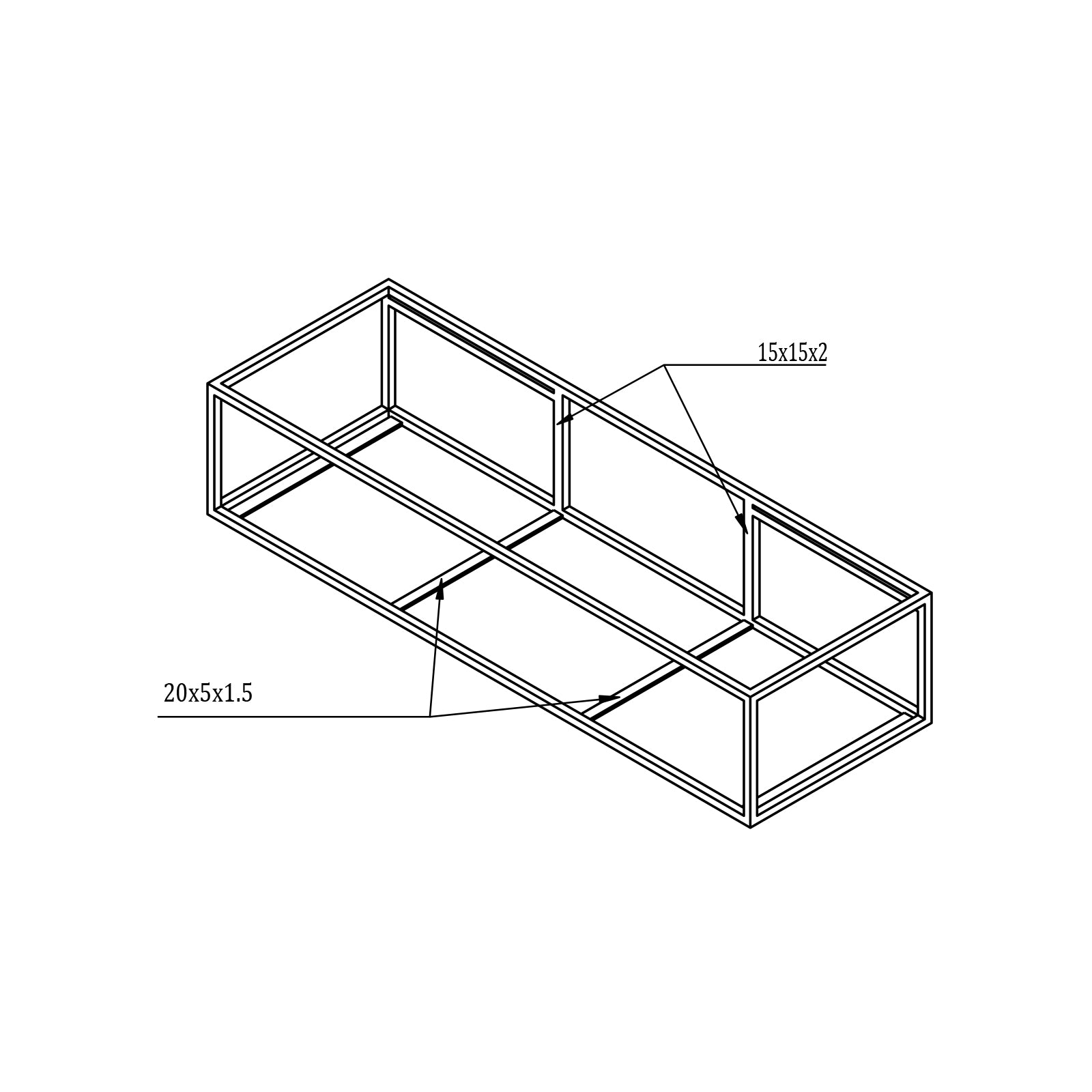 Wall-Mounted Metal Console 150S - Matt Black - suitable for Bernstein double washbasin TWG16