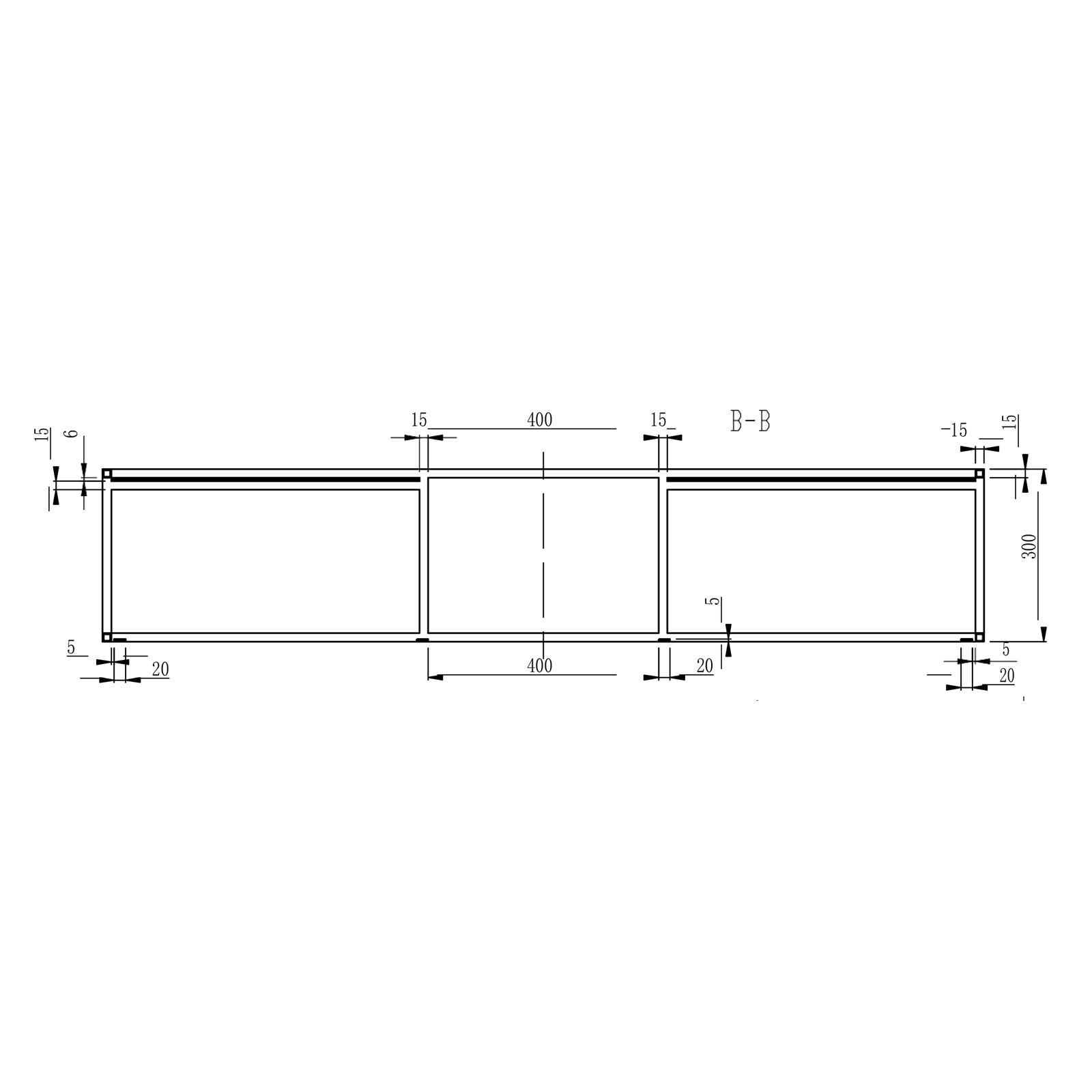 Hangende metalen console voor wastafel 150S - mat zwart - geschikt voor dubbele wastafel BERNSTEIN TWG16