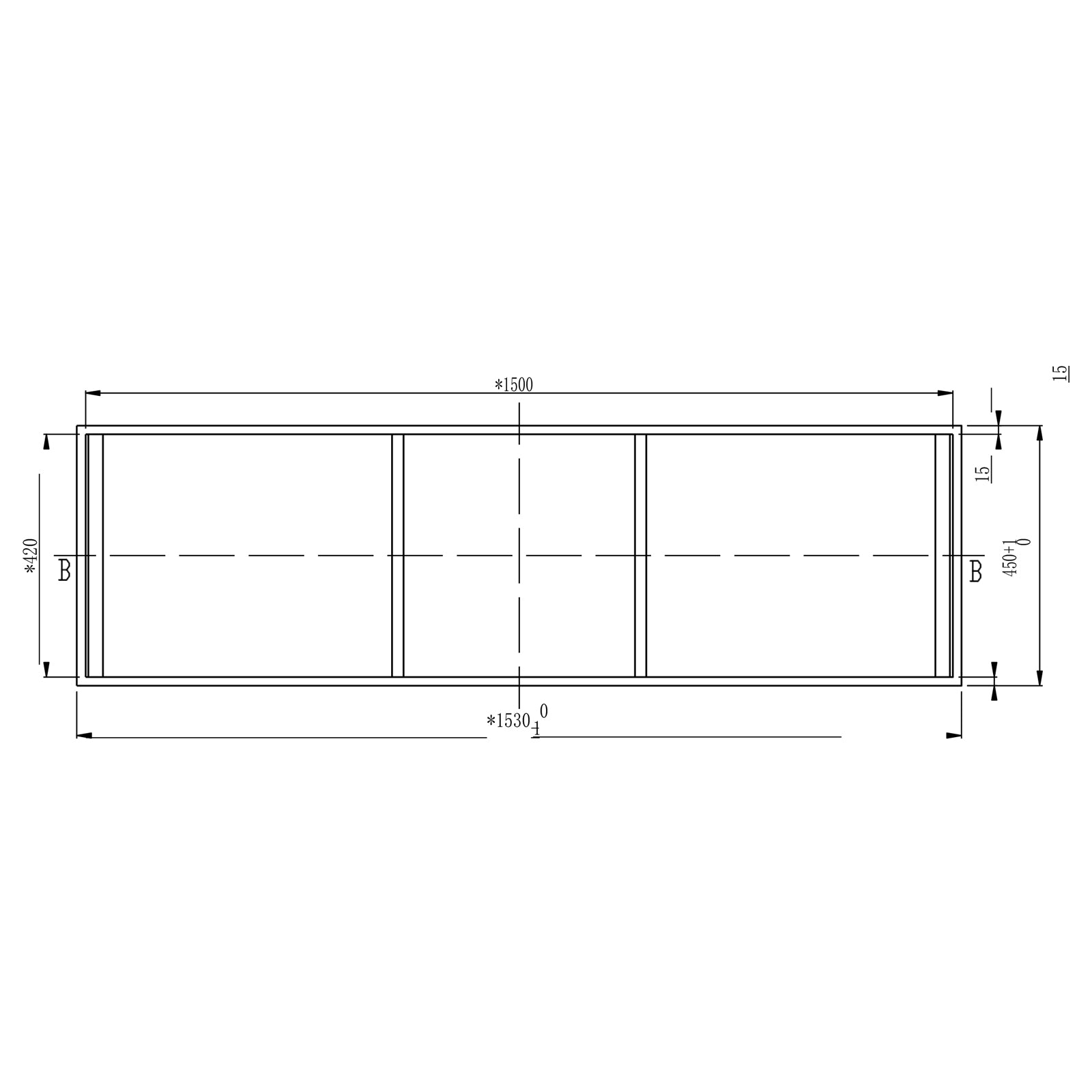 Hangende metalen console voor wastafel 150S - mat zwart - geschikt voor dubbele wastafel BERNSTEIN TWG16