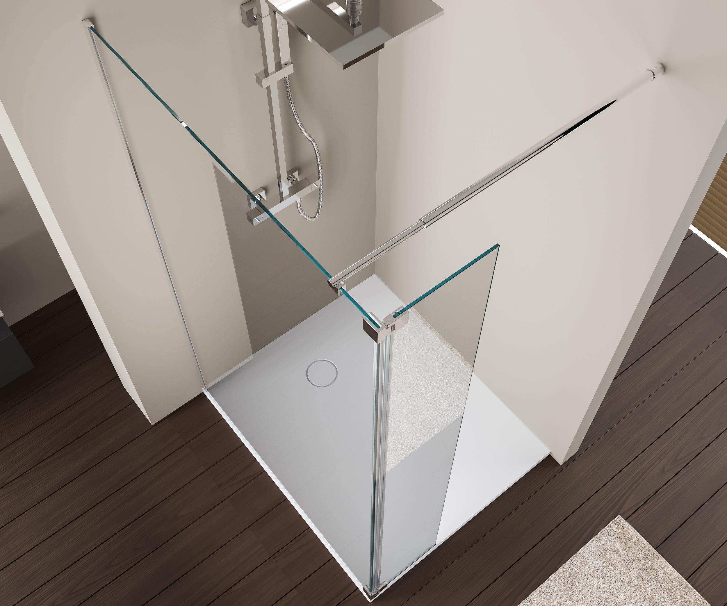 Walk-in shower with hinged return NT109  NANO safety glass ESG - 8mm 