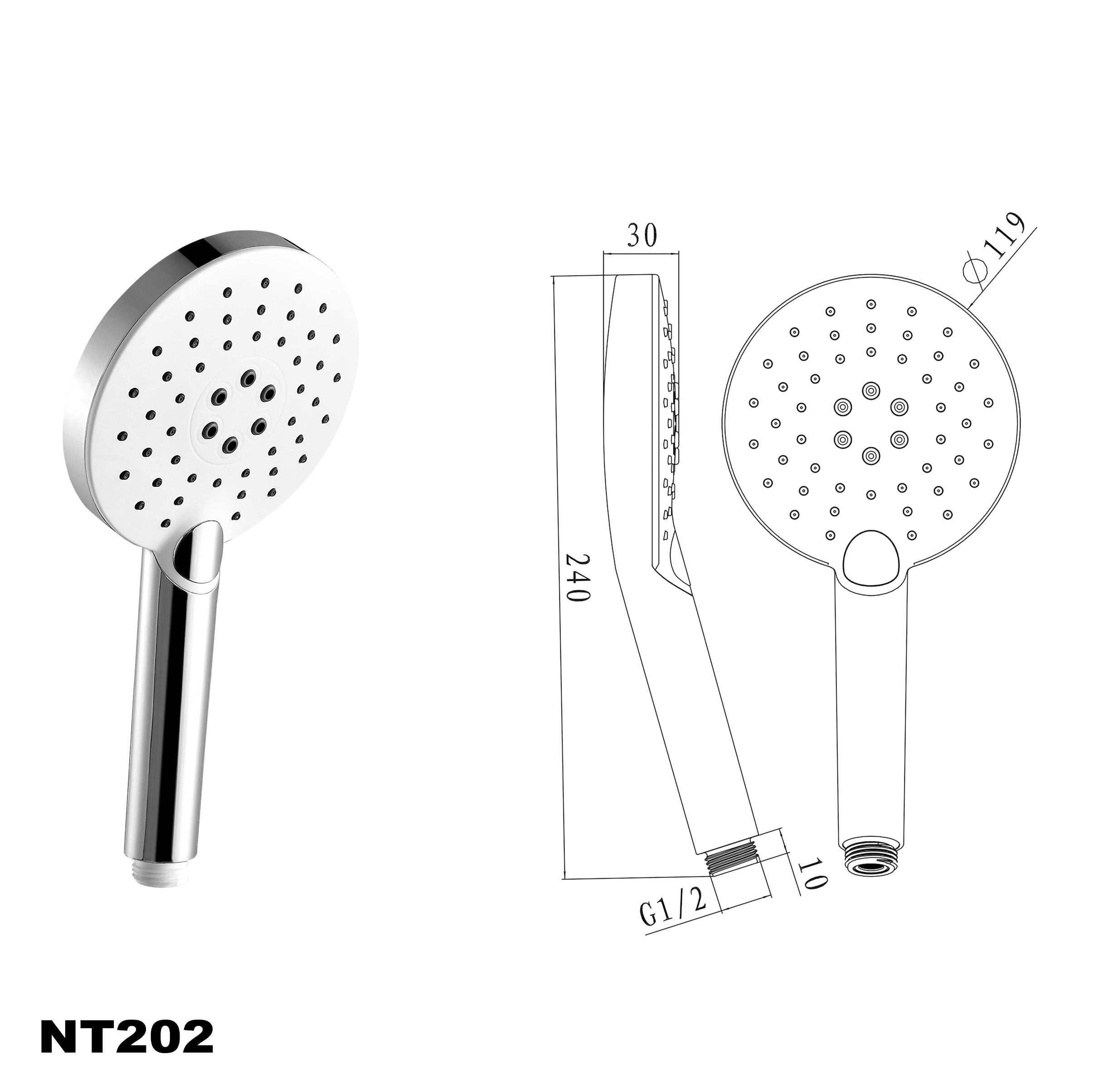 Brausegarnitur Duschstange NT127B mit integriertem Wandanschlussbogen