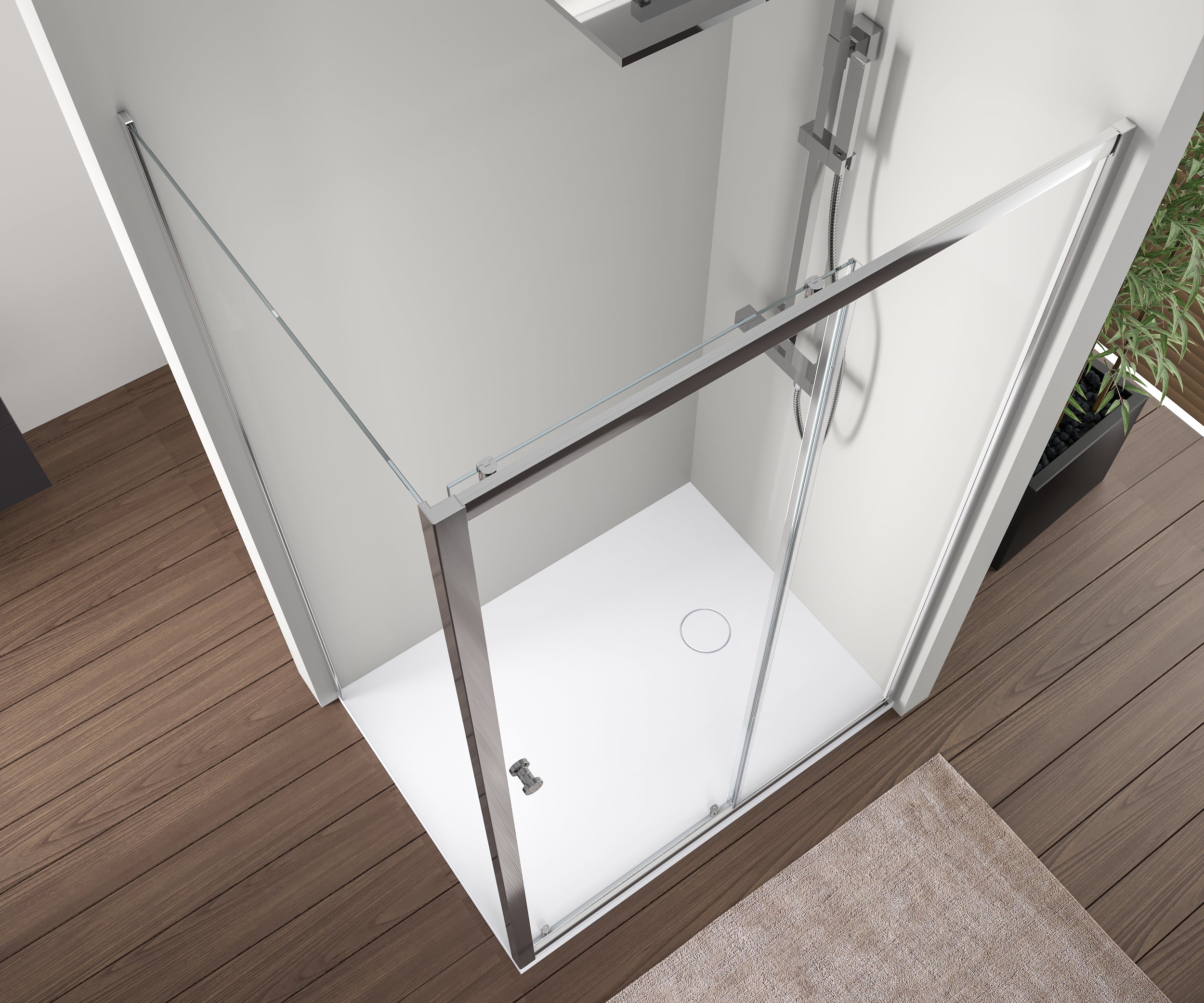 Corner Shower Enclosure with Sliding Door NT504 - 6 mm Nano transparent safety glass- selectable width 