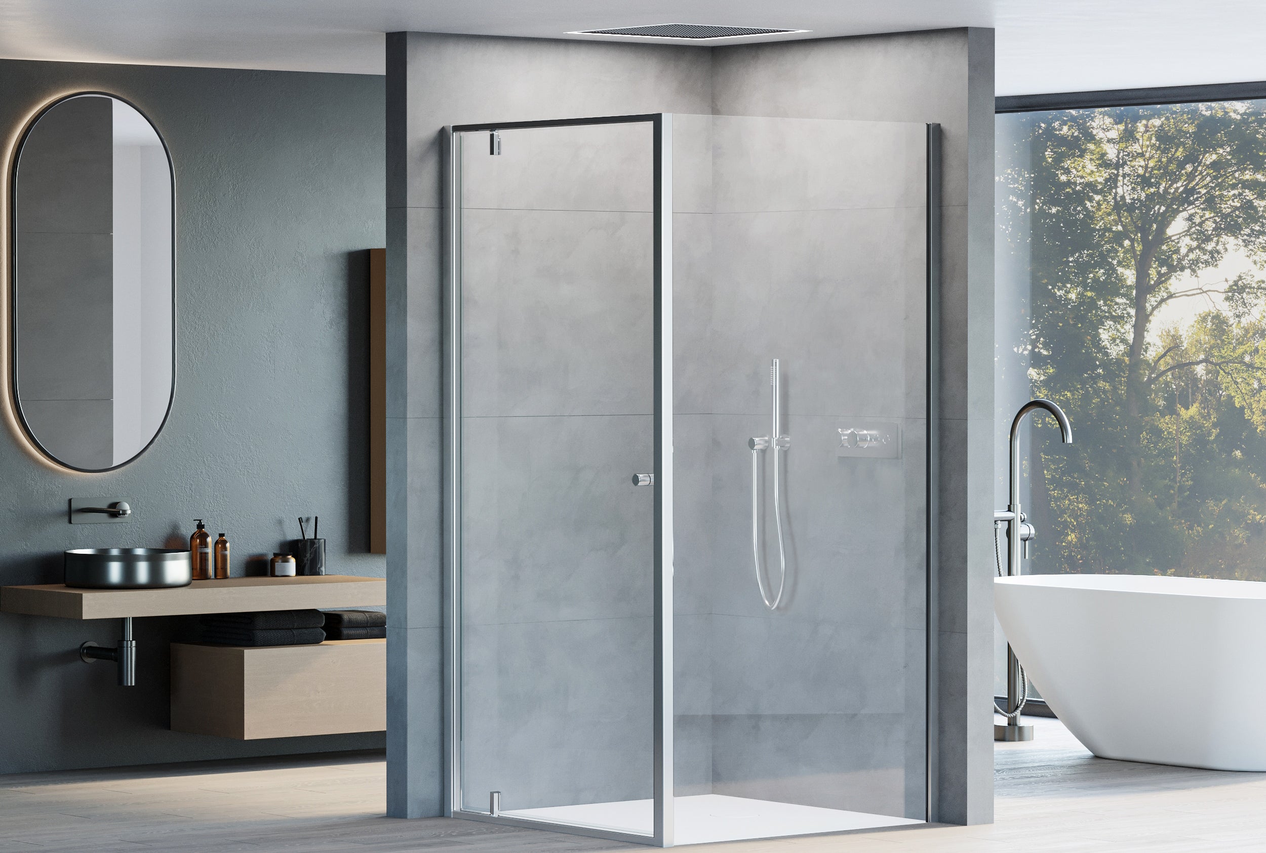 Paroi de douche d'angle avec porte pivotante NT604 - FLEX