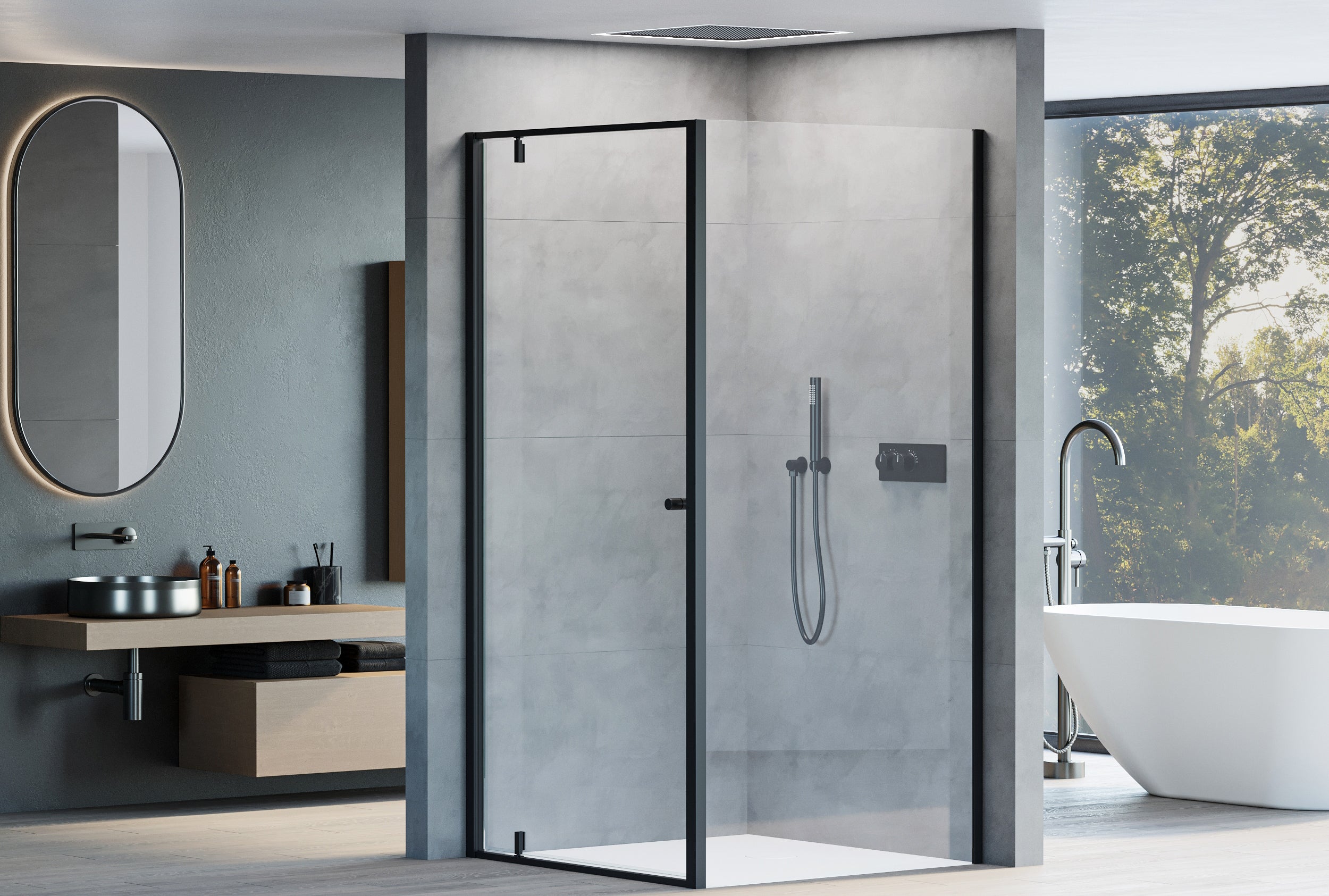 Paroi de douche d'angle avec porte pivotante NT604 - FLEX