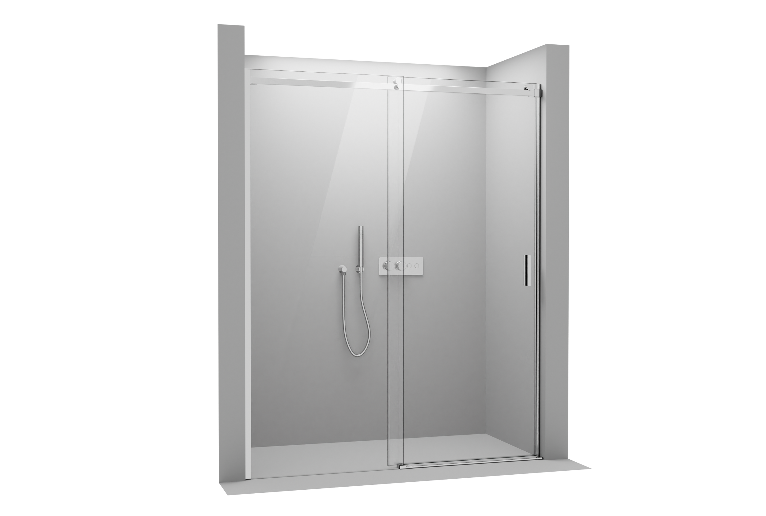 Cabine de douche en niche avec porte coulissante NT806 FLEX - épaisseur au choix