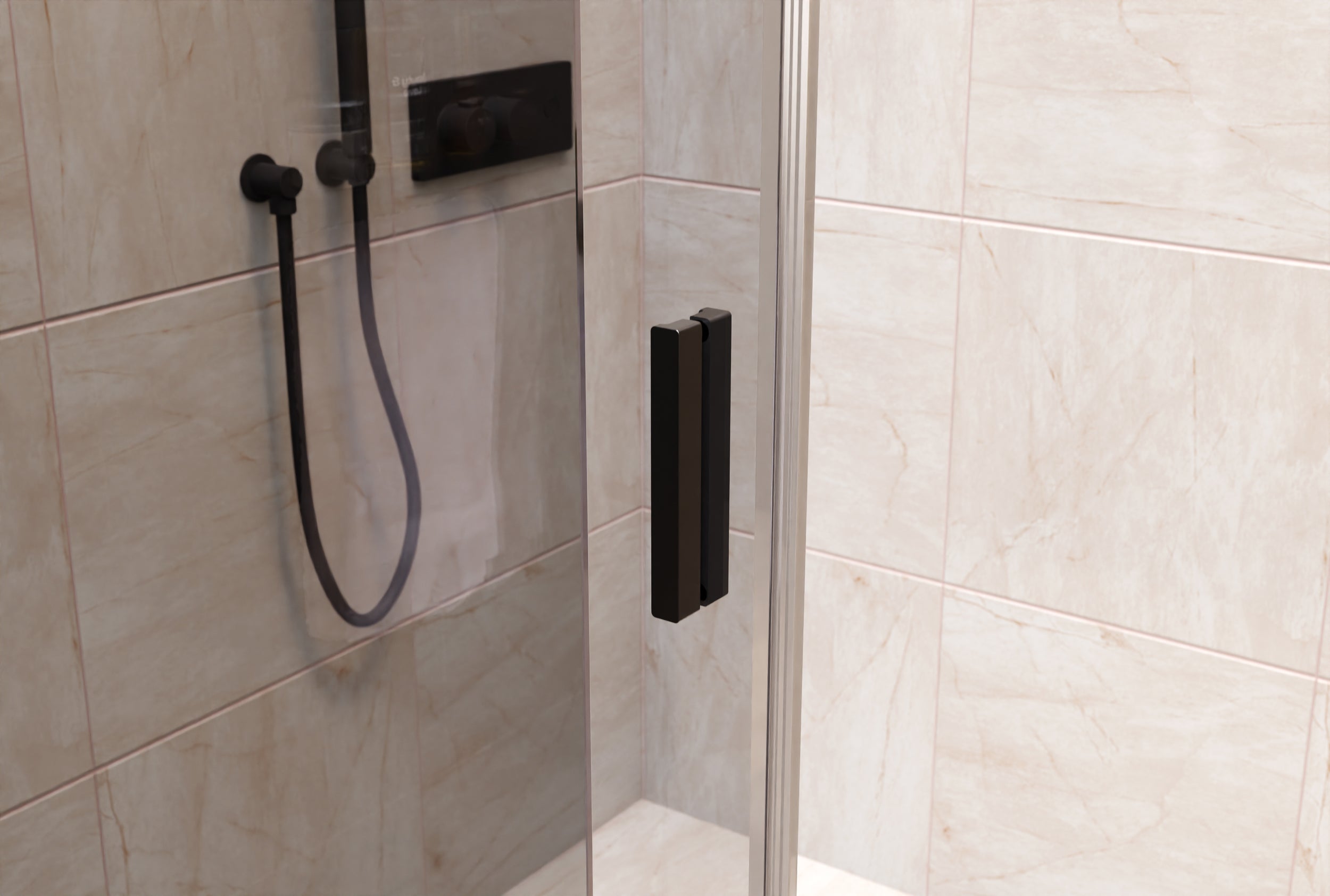Porte de douche en niche coulissante NT806 FLEX Noir mat