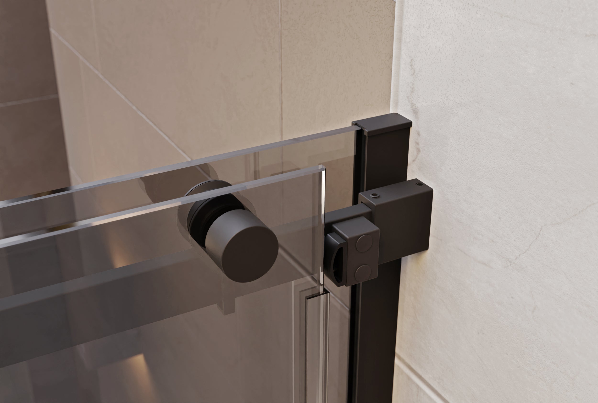 Niche shower with sliding door NT806 FLEX Black matt - Nano Grey glass - glass thickness selectable