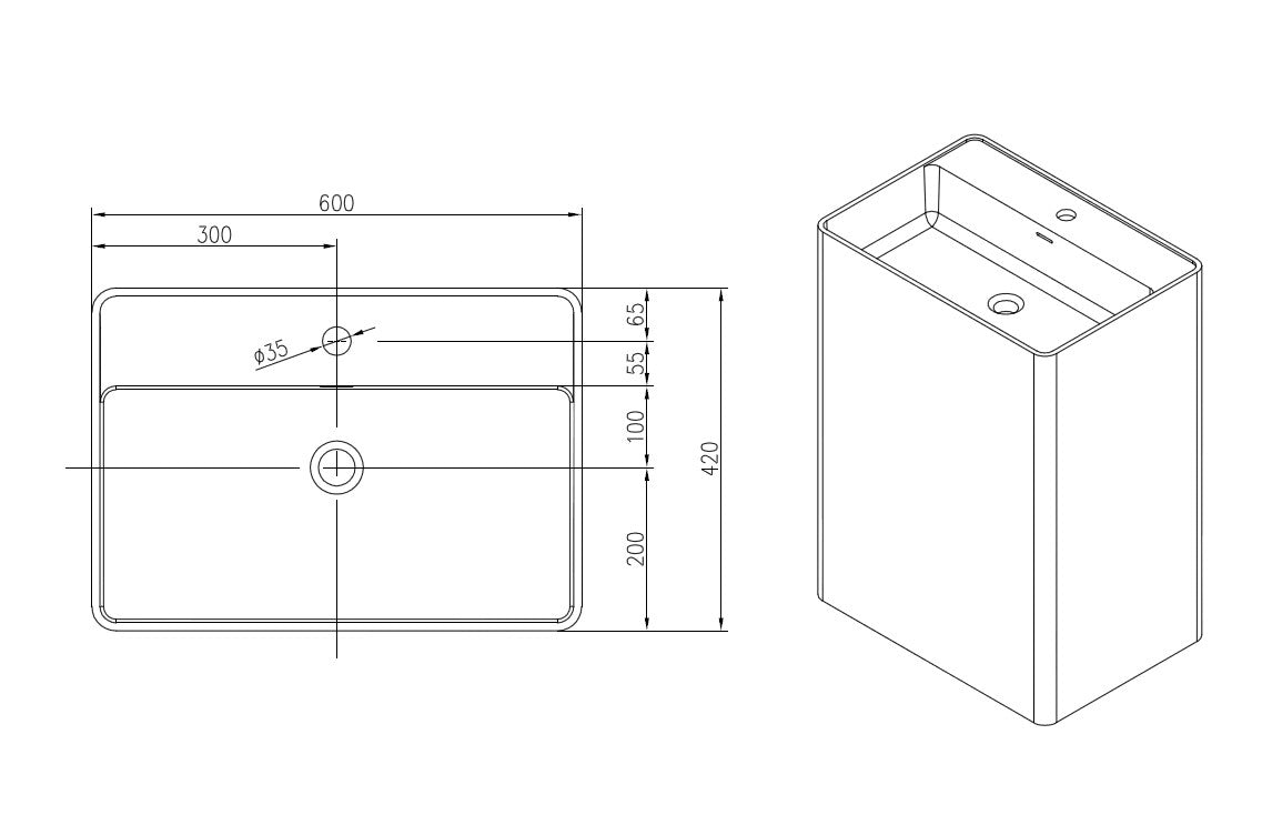 Freestanding Washbasin PB2022 - 60x42x90cm - white 