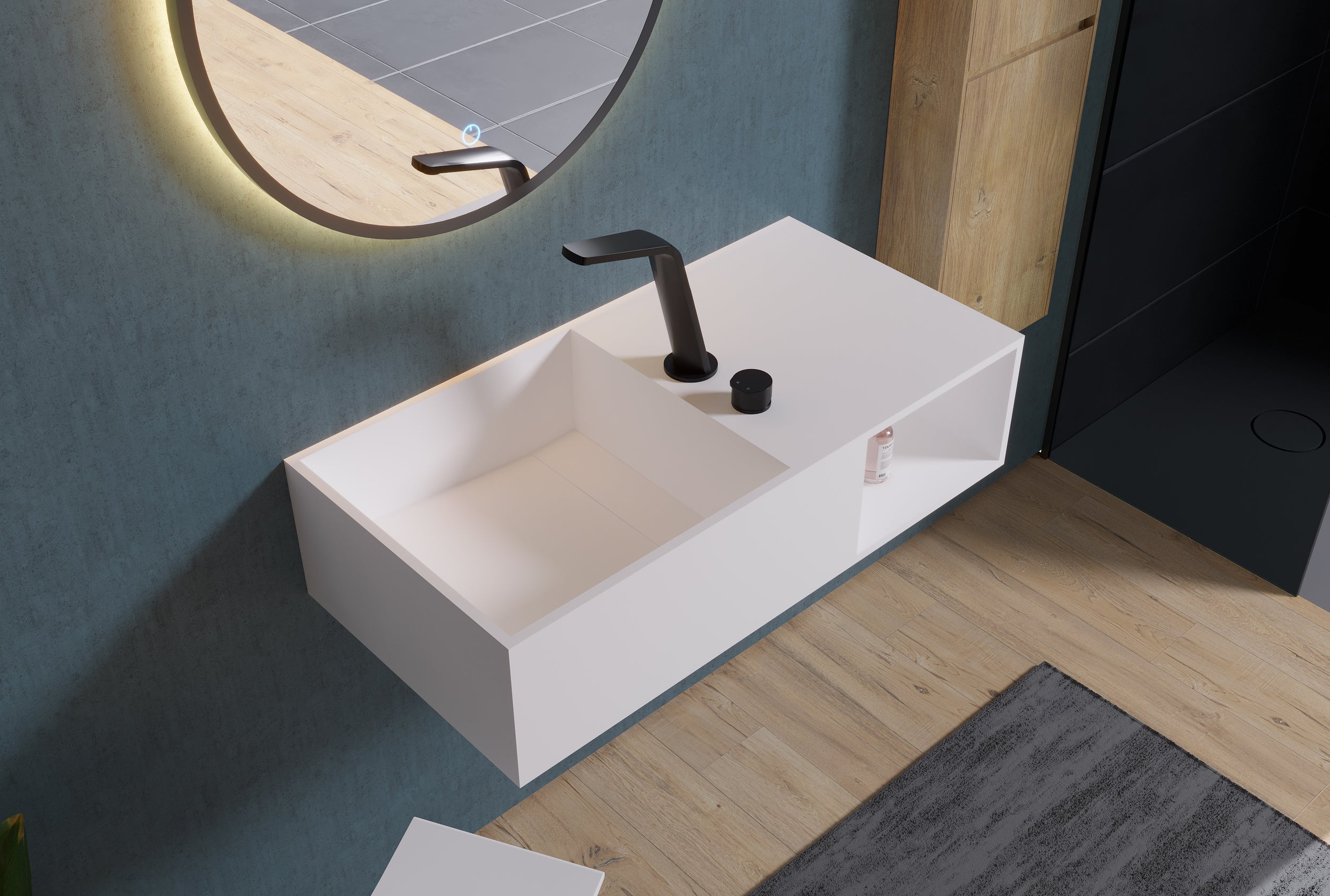 Wall-mounted washbasin PB2037 in mineral cast