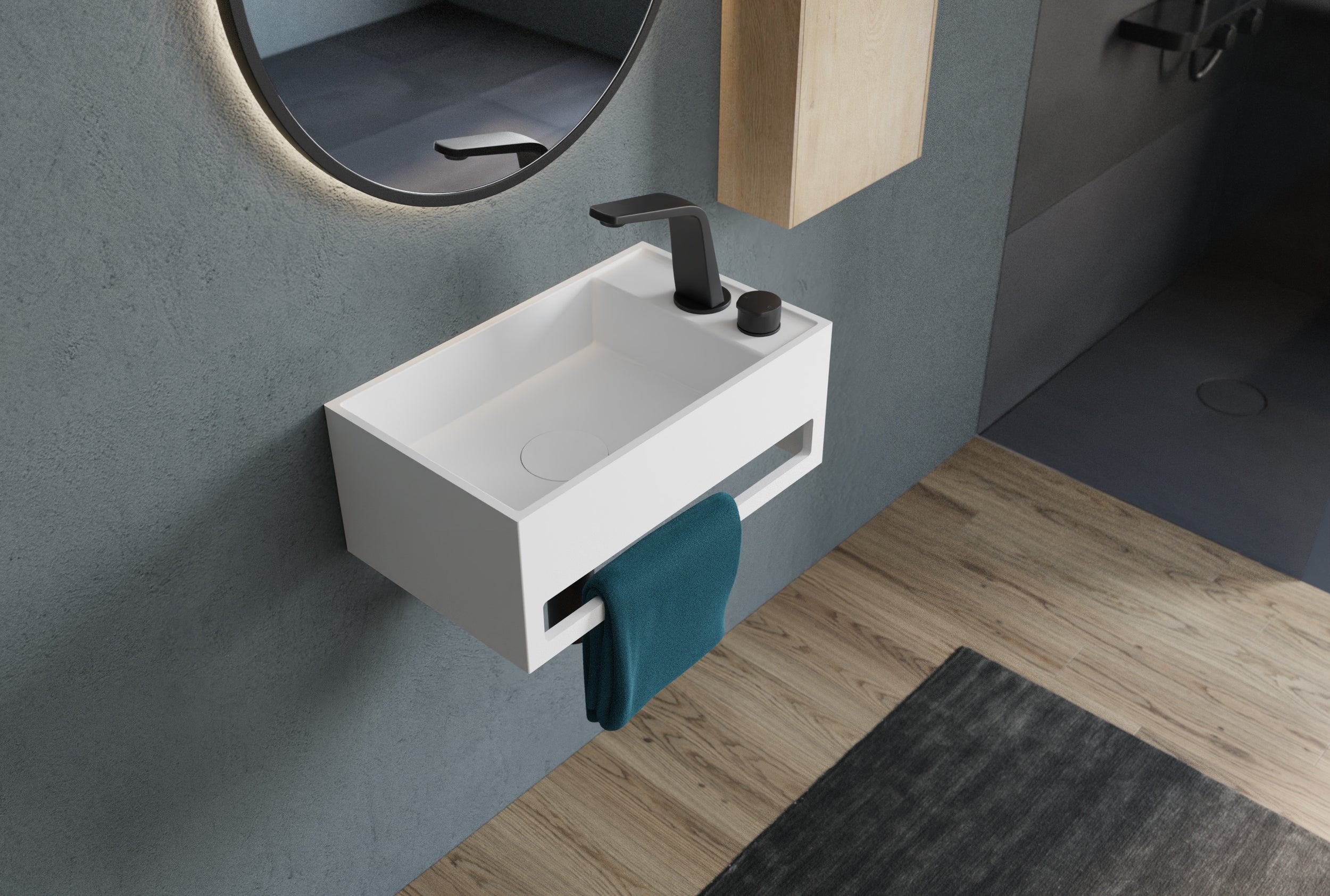 Mineral cast wall-mounted washbasin PB2077