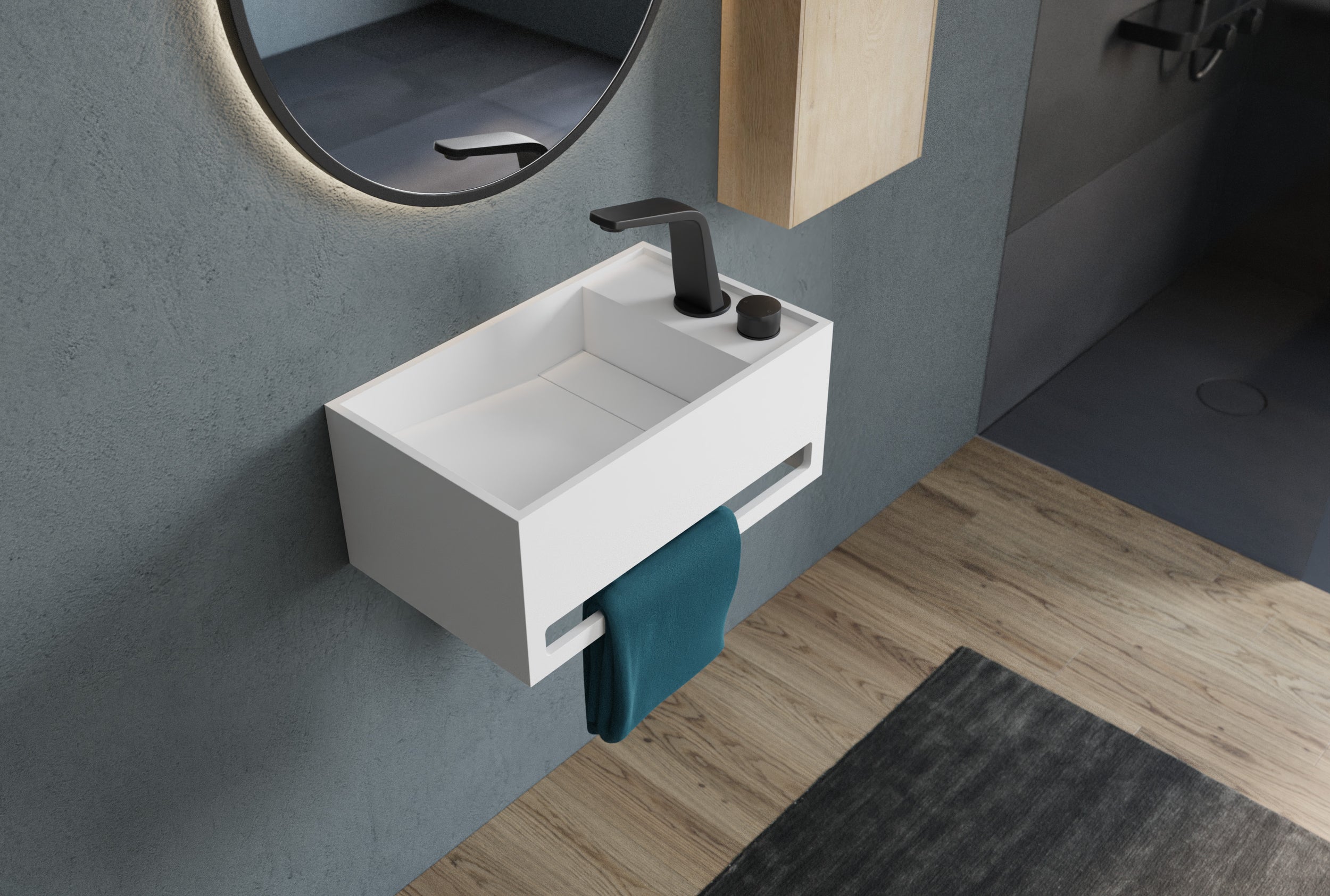 Mineral cast wall-mounted washbasin PB2078