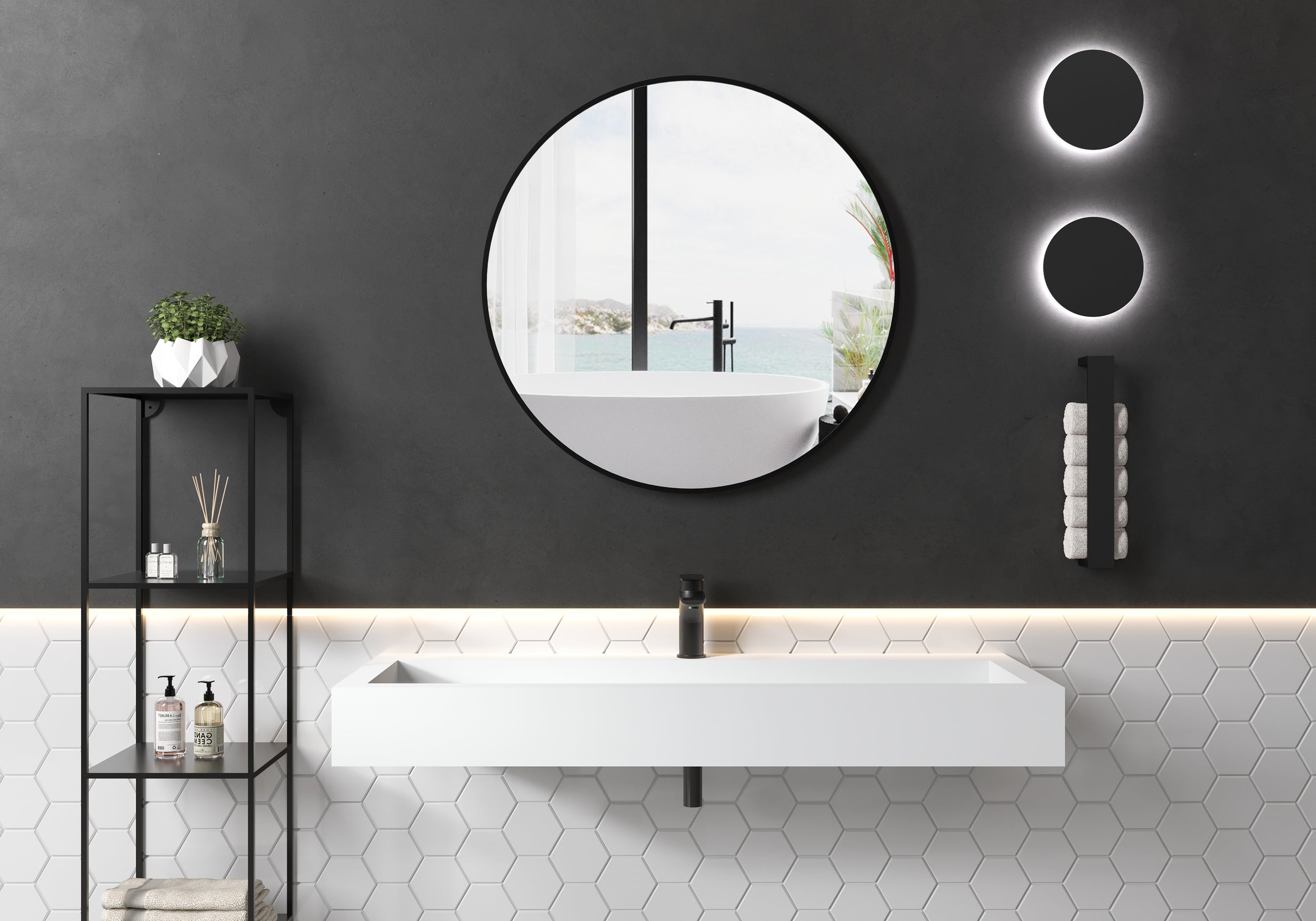 Wall-mounted or countertop washbasin – of solid surface (Solid Stone)