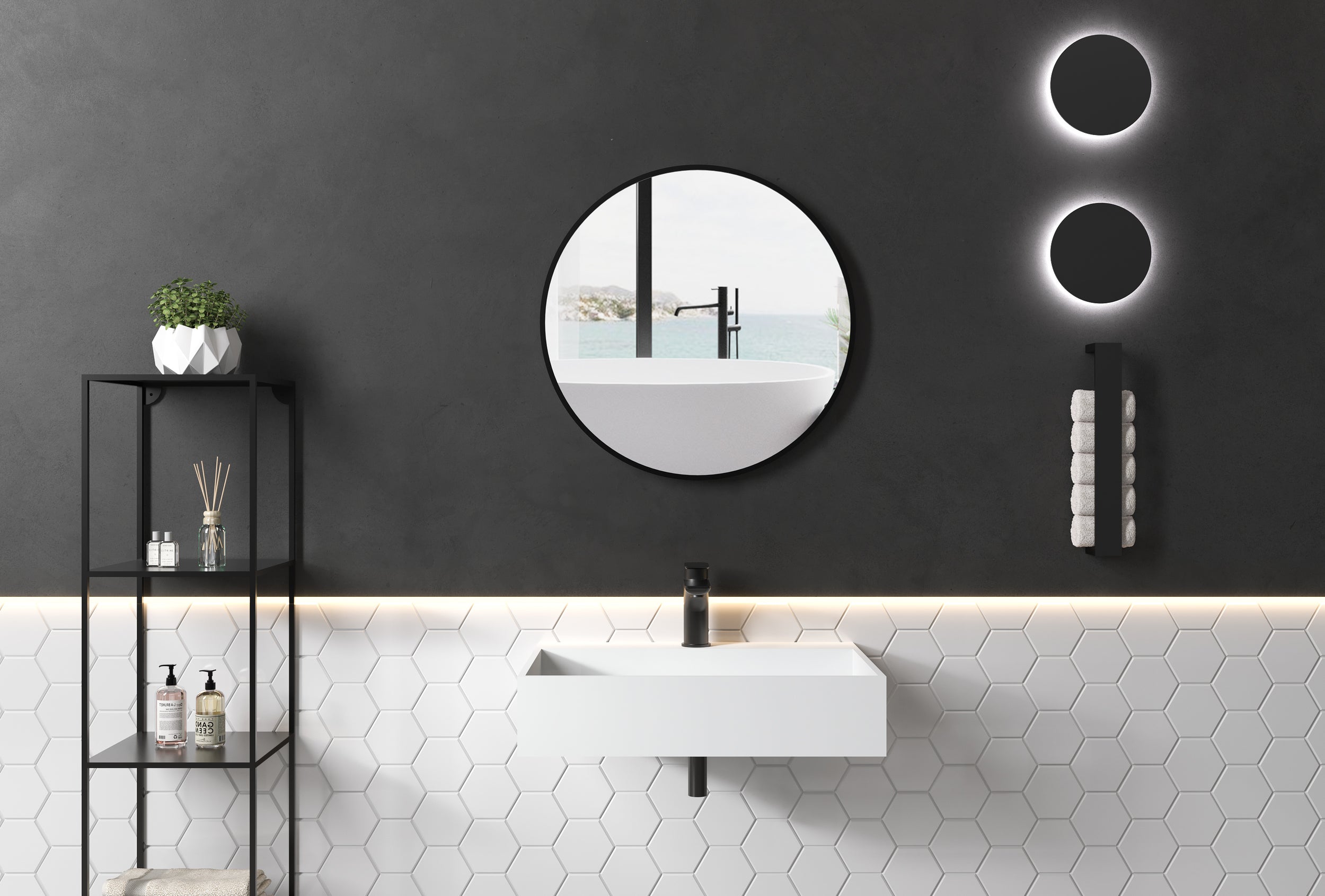 Wall-mounted washbasin PB2080 in mineral cast