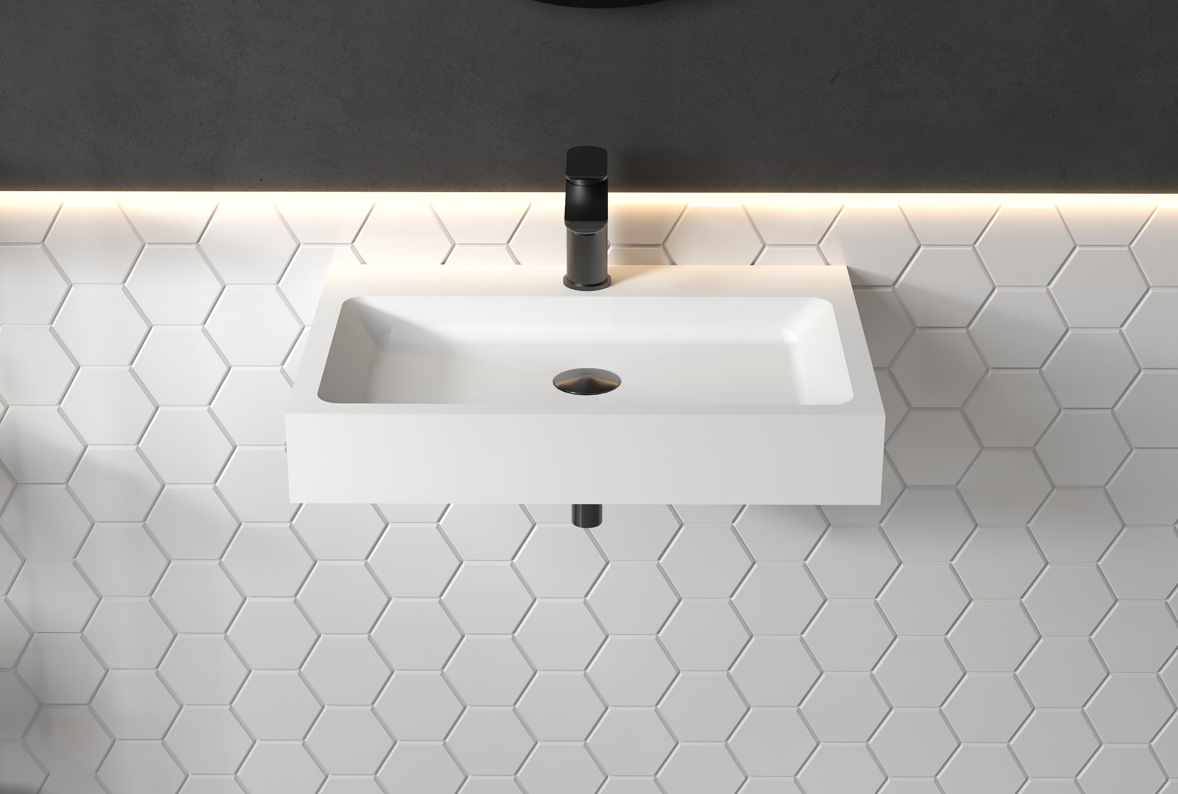 Mineral cast wall-mounted washbasin PB2142