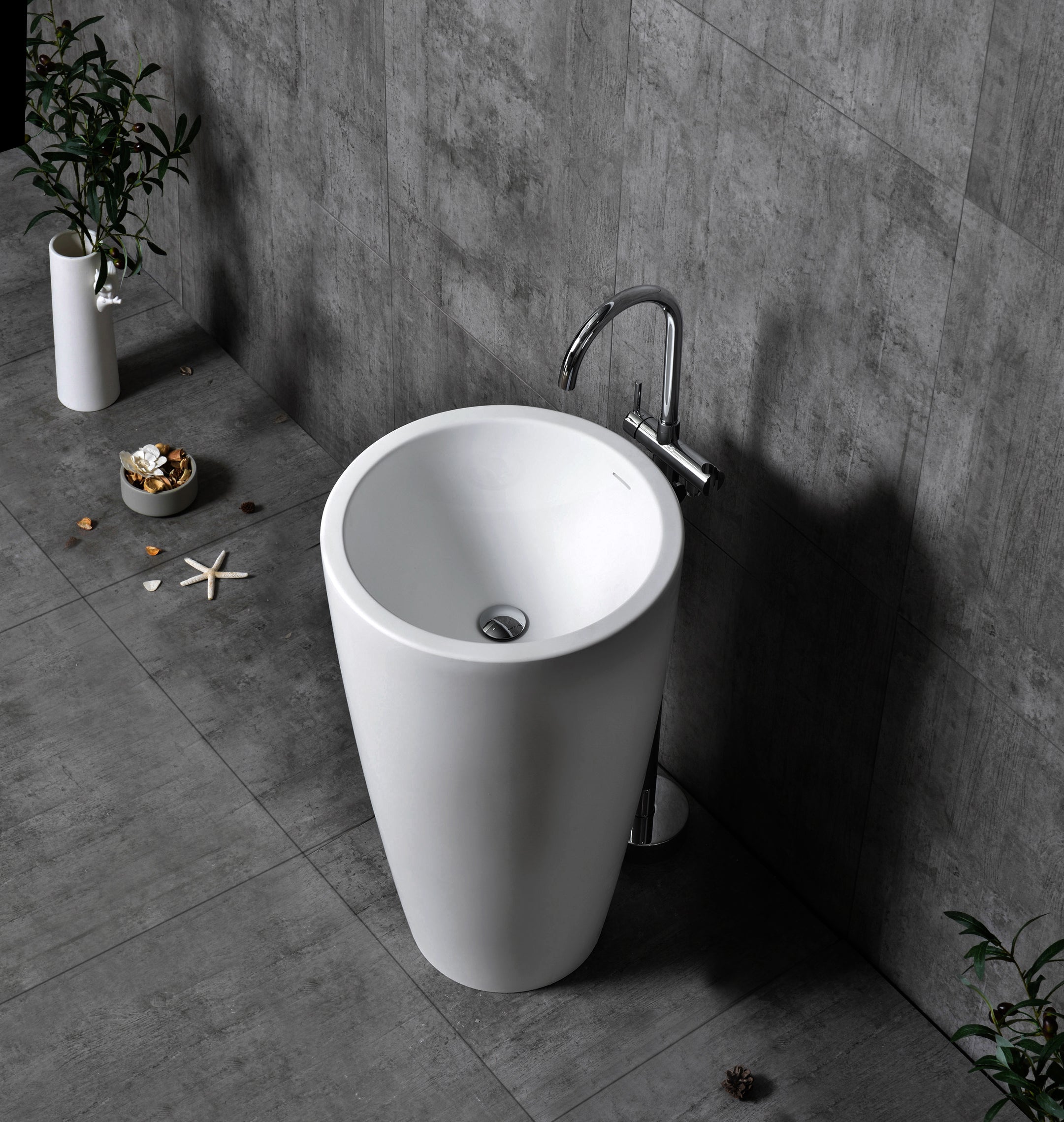 Freestanding Washbasin TWZ16 -  Solid Stone - 50x50x90cm