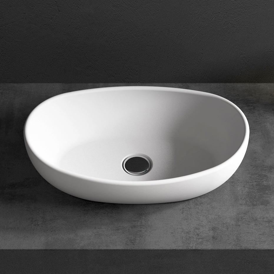 Countertop Wasbasin TWA85 - Solid Surface - Matt White - 50 x 32 x 14 cm