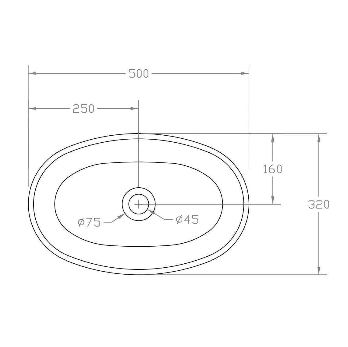 Countertop Wasbasin TWA85 - Solid Surface - Matt White - 50 x 32 x 14 cm