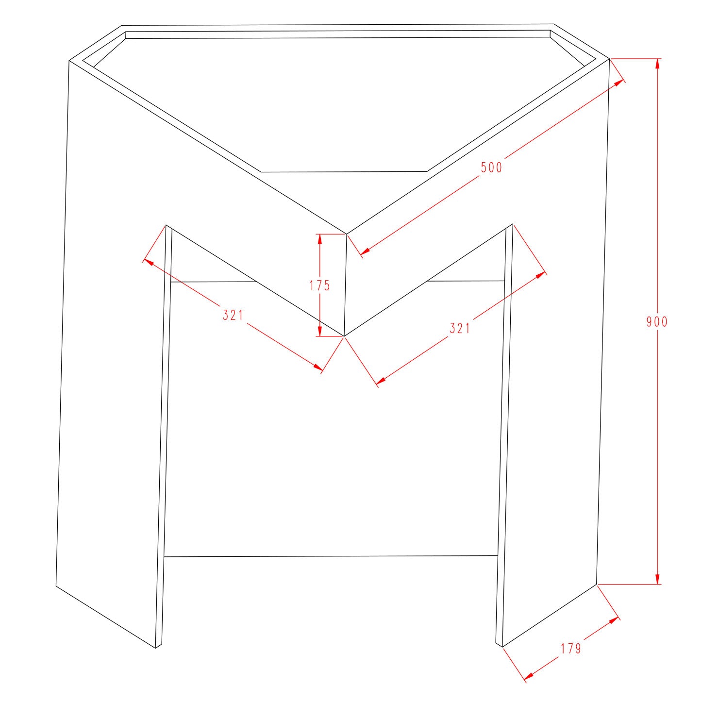 Standbecken Eckwaschbecken TWZ70 aus Mineralguss - 50 x 50 x 90 cm - Weiß matt