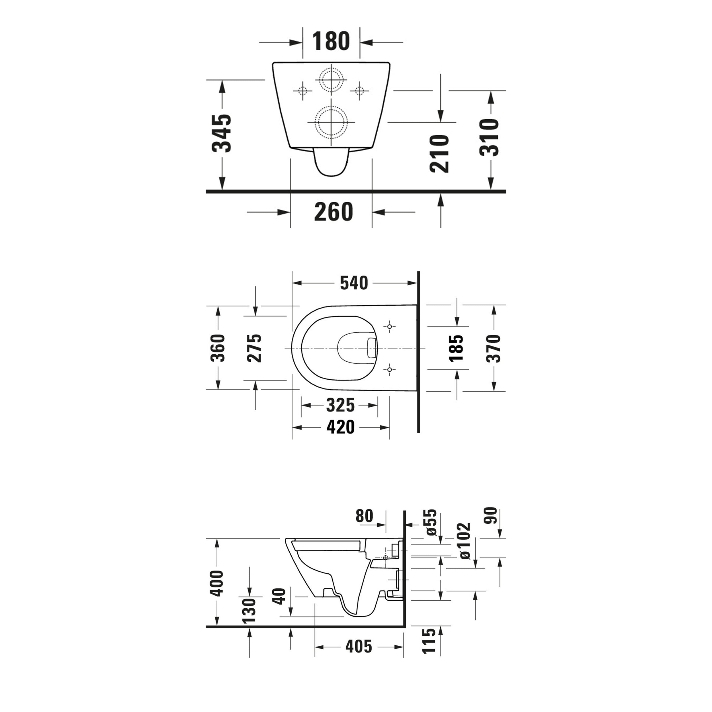 Duravit wandcloset 540 mm Mino Wit glanzend incl. WC-afdekking - onzichtbare bevestiging