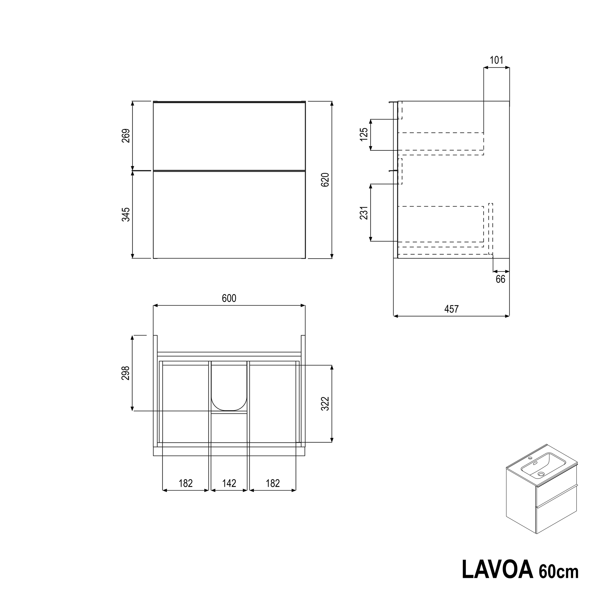 Wastafelonderbouw LAVOA 60 cm