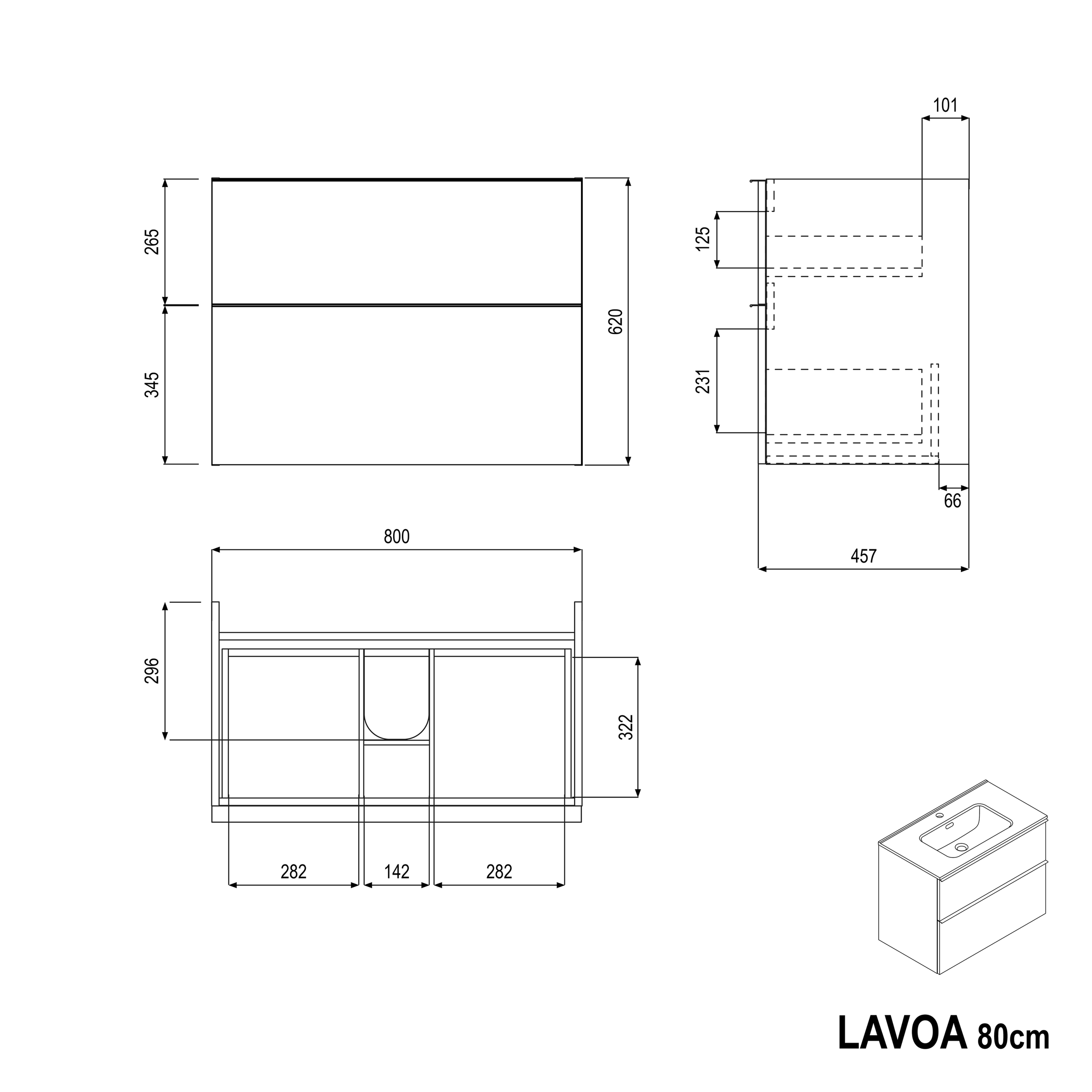 Wastafelonderbouw LAVOA 80 cm