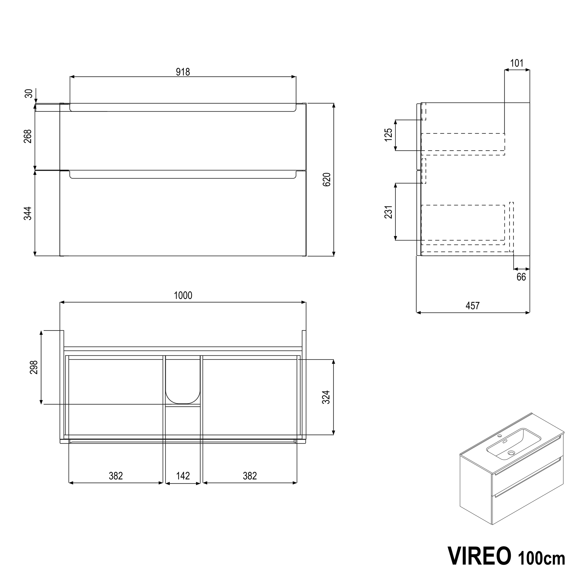 Wastafelonderbouw VIREO 100 cm